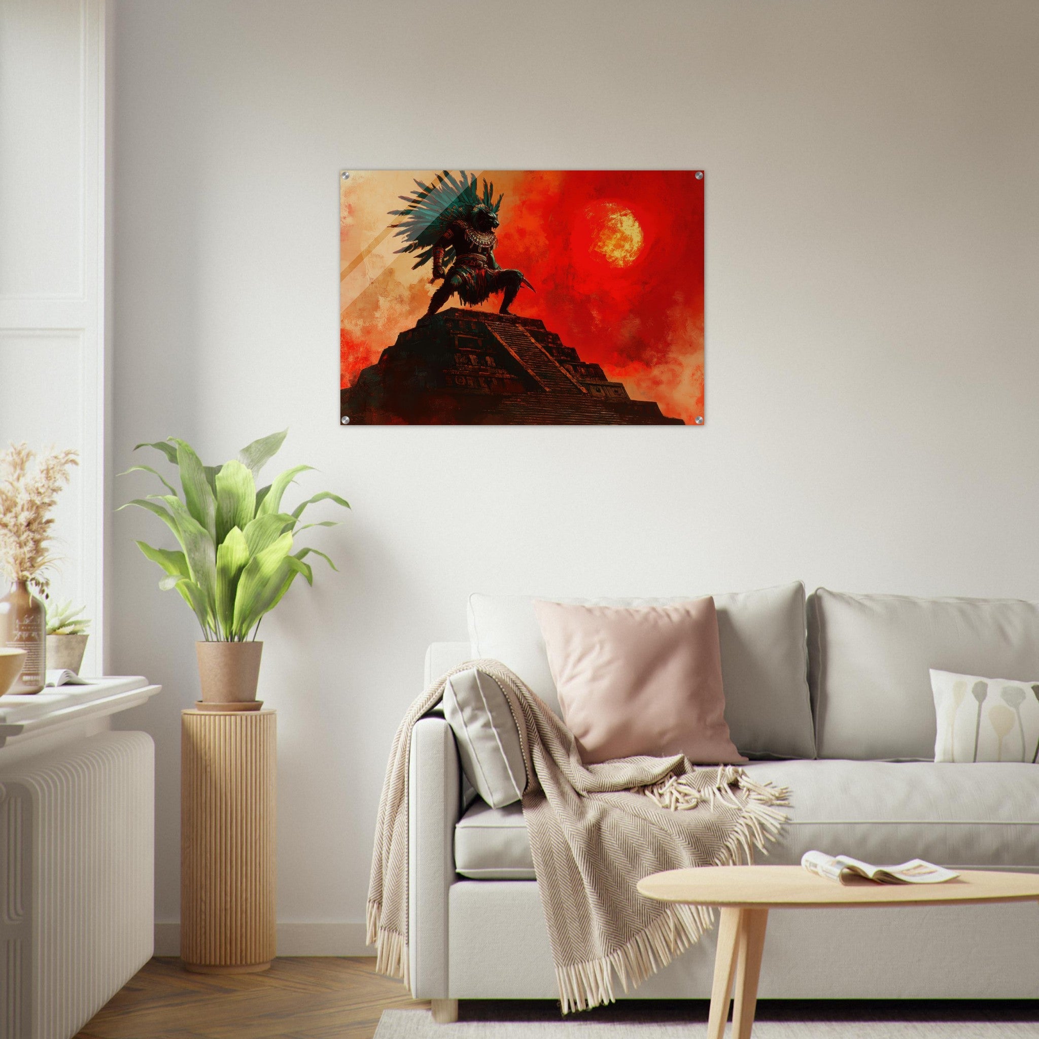 Acrylic Print Landscape - The Aztec Sun Warriors Final Battle Mesoamerican - Shop Ai Art WebShop - Digital Art online Store