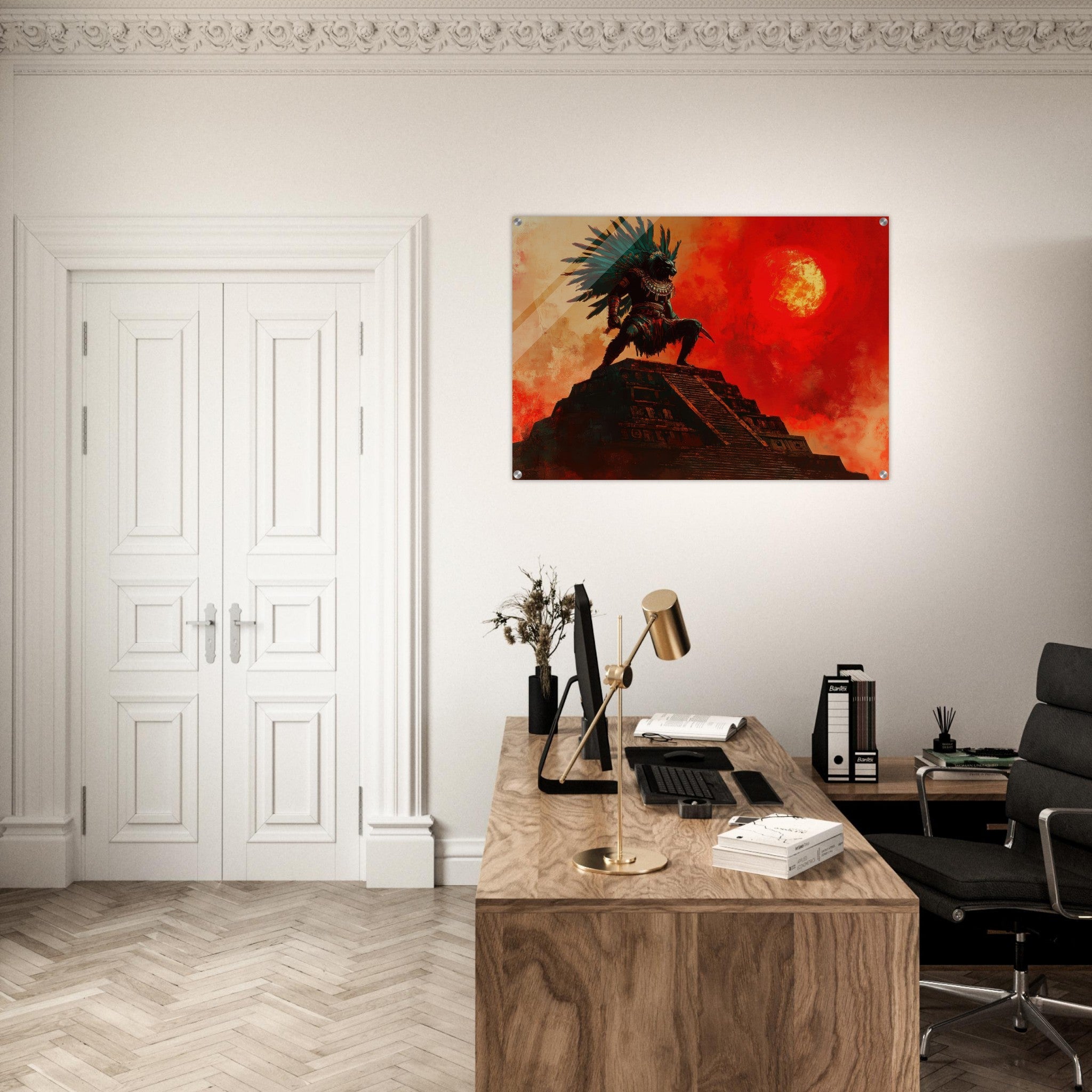 Acrylic Print Landscape - The Aztec Sun Warriors Final Battle Mesoamerican - Shop Ai Art WebShop - Digital Art online Store