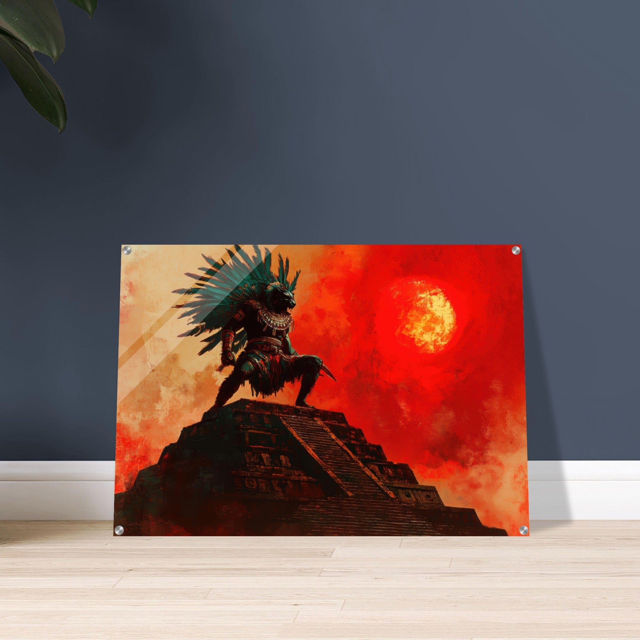 Acrylic Print Landscape - The Aztec Sun Warriors Final Battle Mesoamerican - Shop Ai Art WebShop - Digital Art online Store