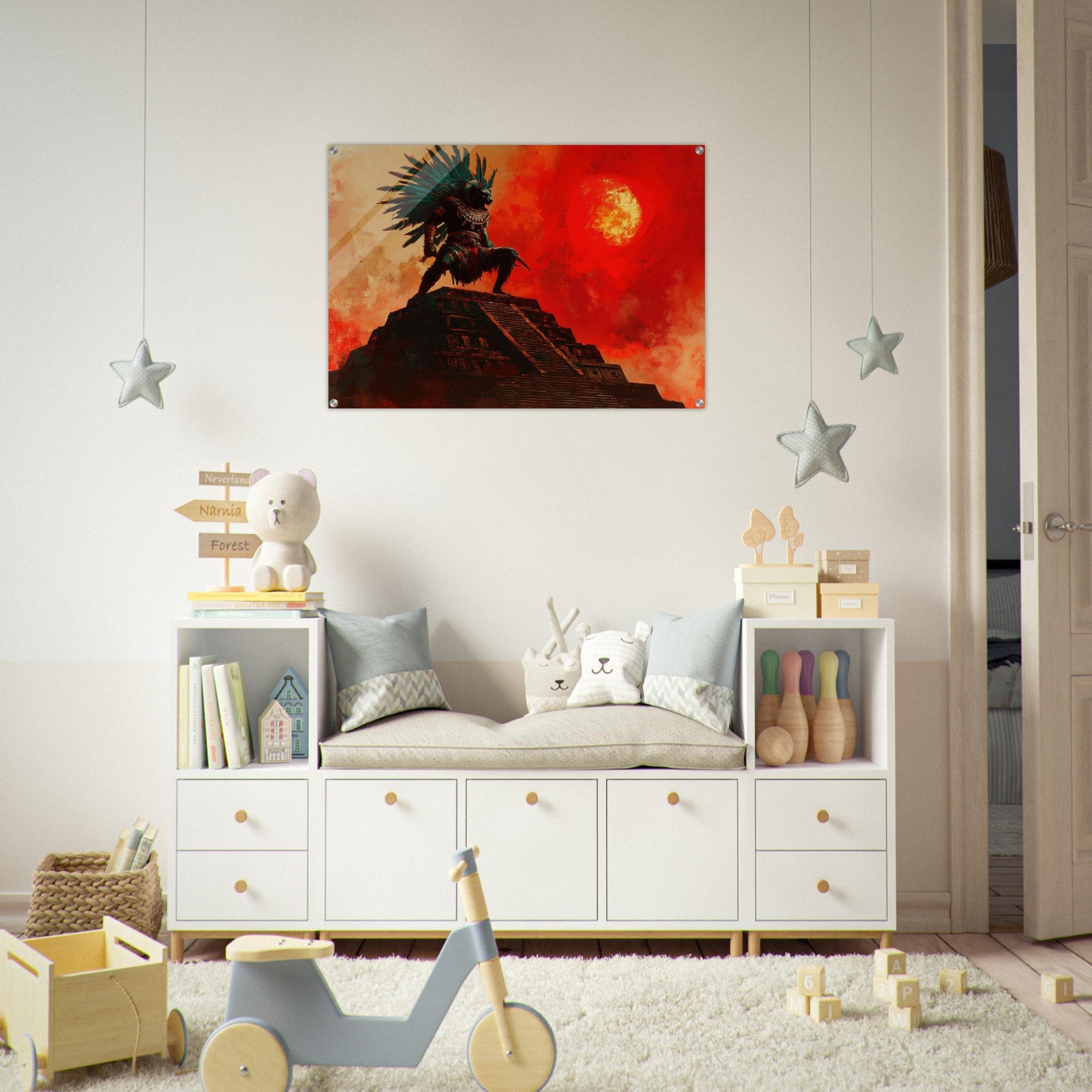 Acrylic Print Landscape - The Aztec Sun Warriors Final Battle Mesoamerican - Shop Ai Art WebShop - Digital Art online Store