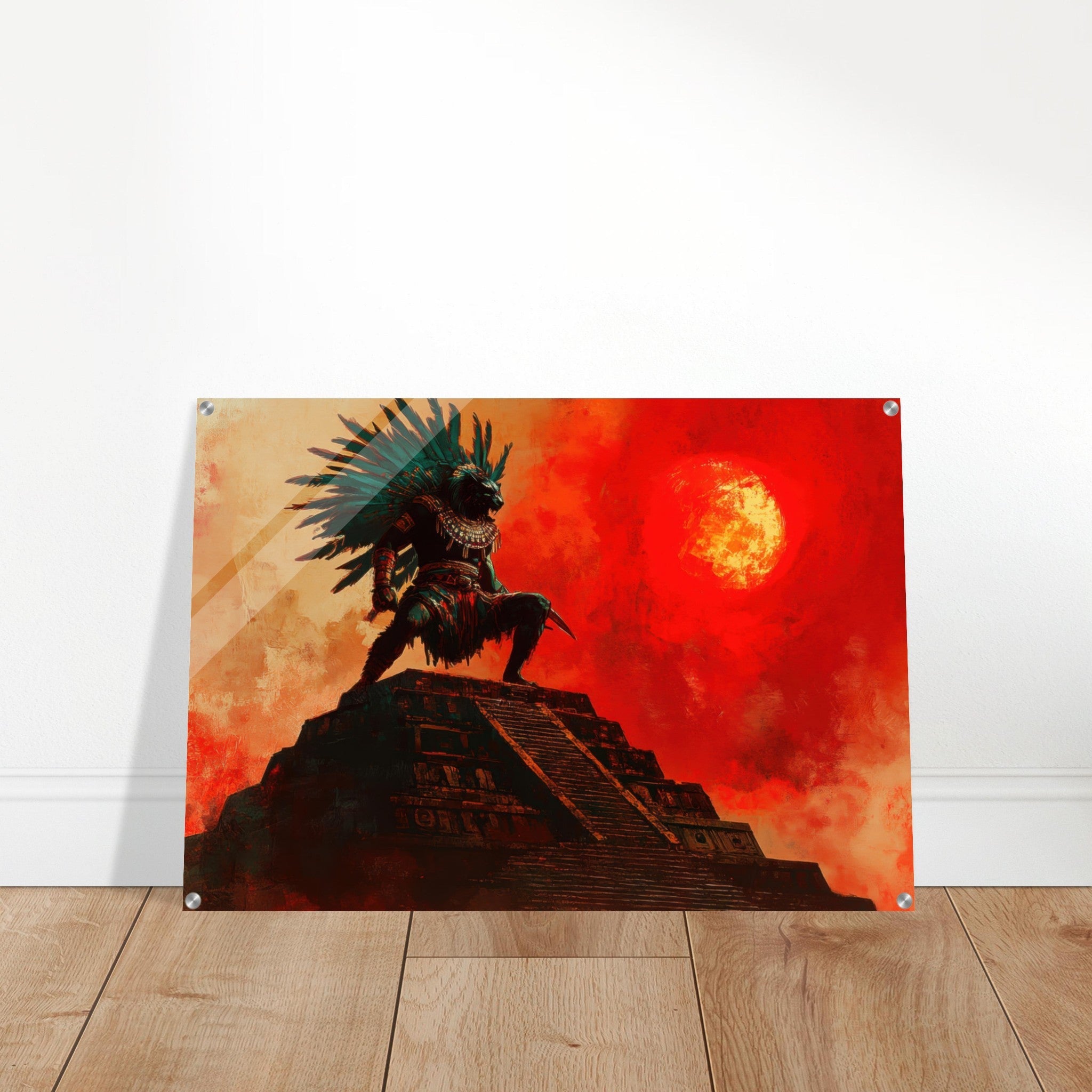 Acrylic Print Landscape - The Aztec Sun Warriors Final Battle Mesoamerican - Shop Ai Art WebShop - Digital Art online Store