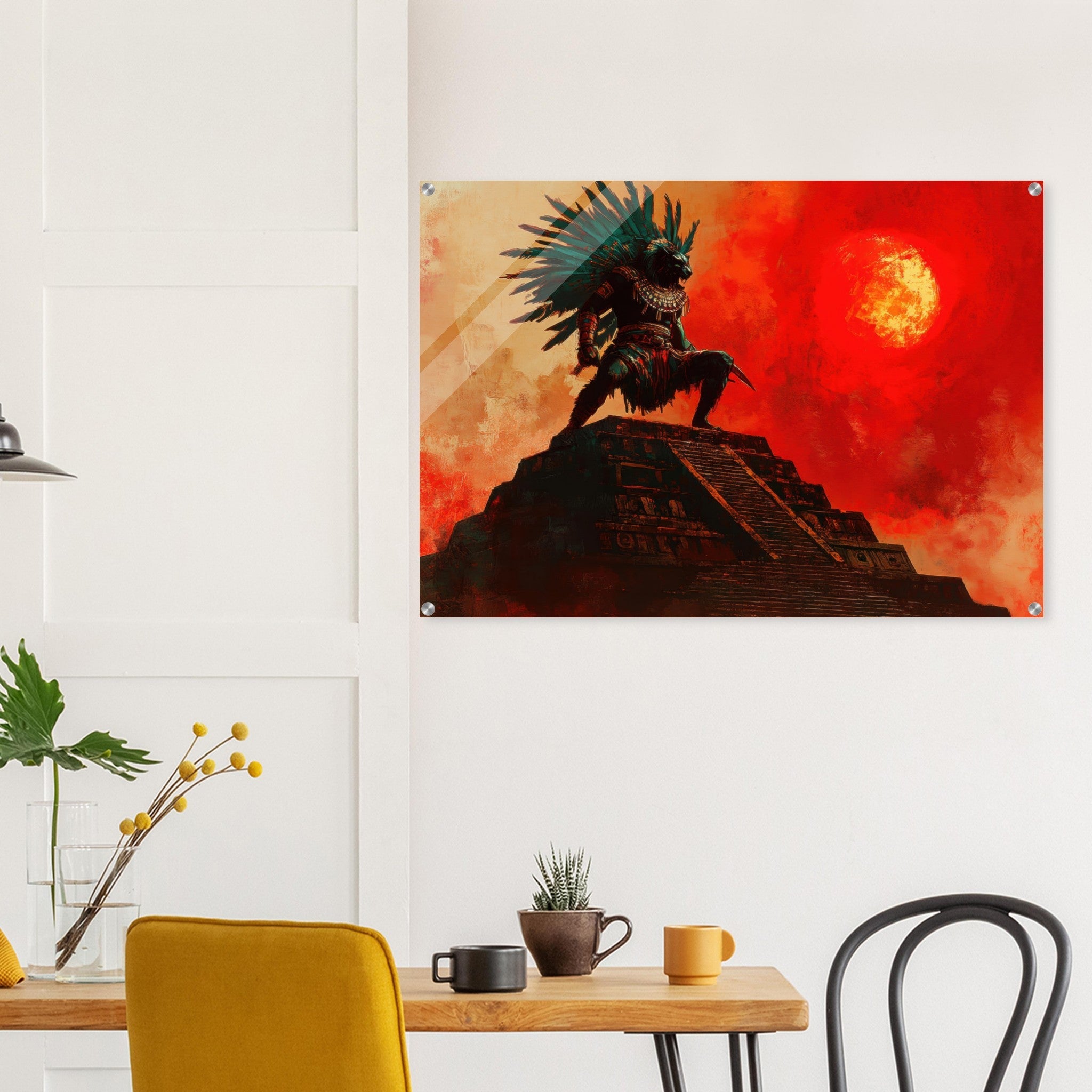Acrylic Print Landscape - The Aztec Sun Warriors Final Battle Mesoamerican - Shop Ai Art WebShop - Digital Art online Store