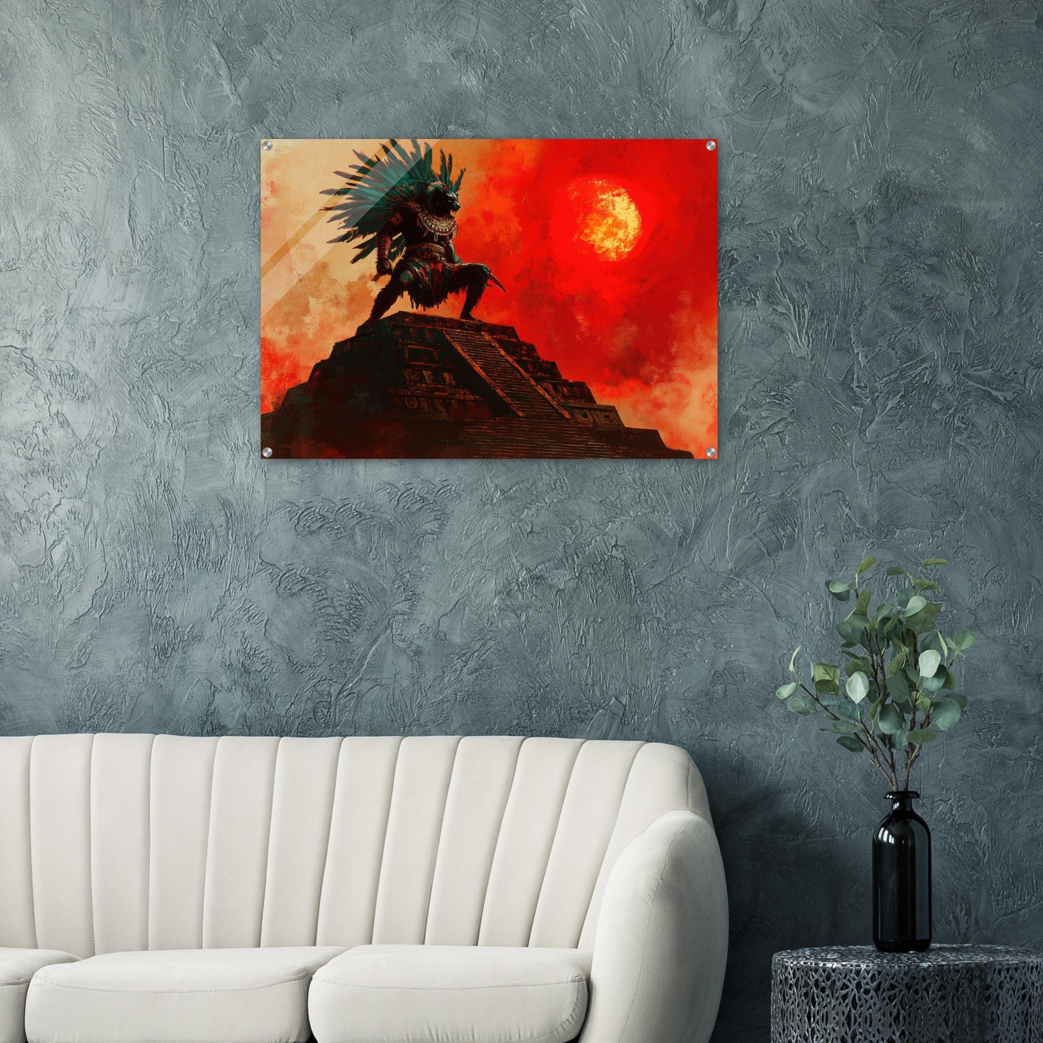 Acrylic Print Landscape - The Aztec Sun Warriors Final Battle Mesoamerican - Shop Ai Art WebShop - Digital Art online Store