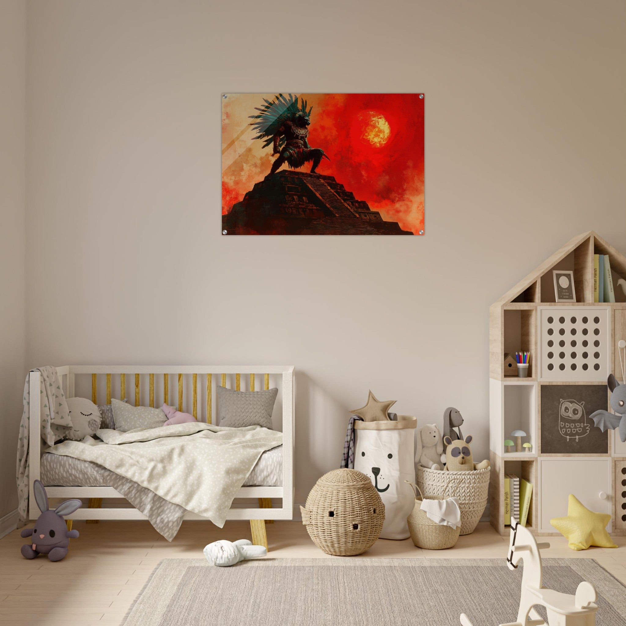 Acrylic Print Landscape - The Aztec Sun Warriors Final Battle Mesoamerican - Shop Ai Art WebShop - Digital Art online Store
