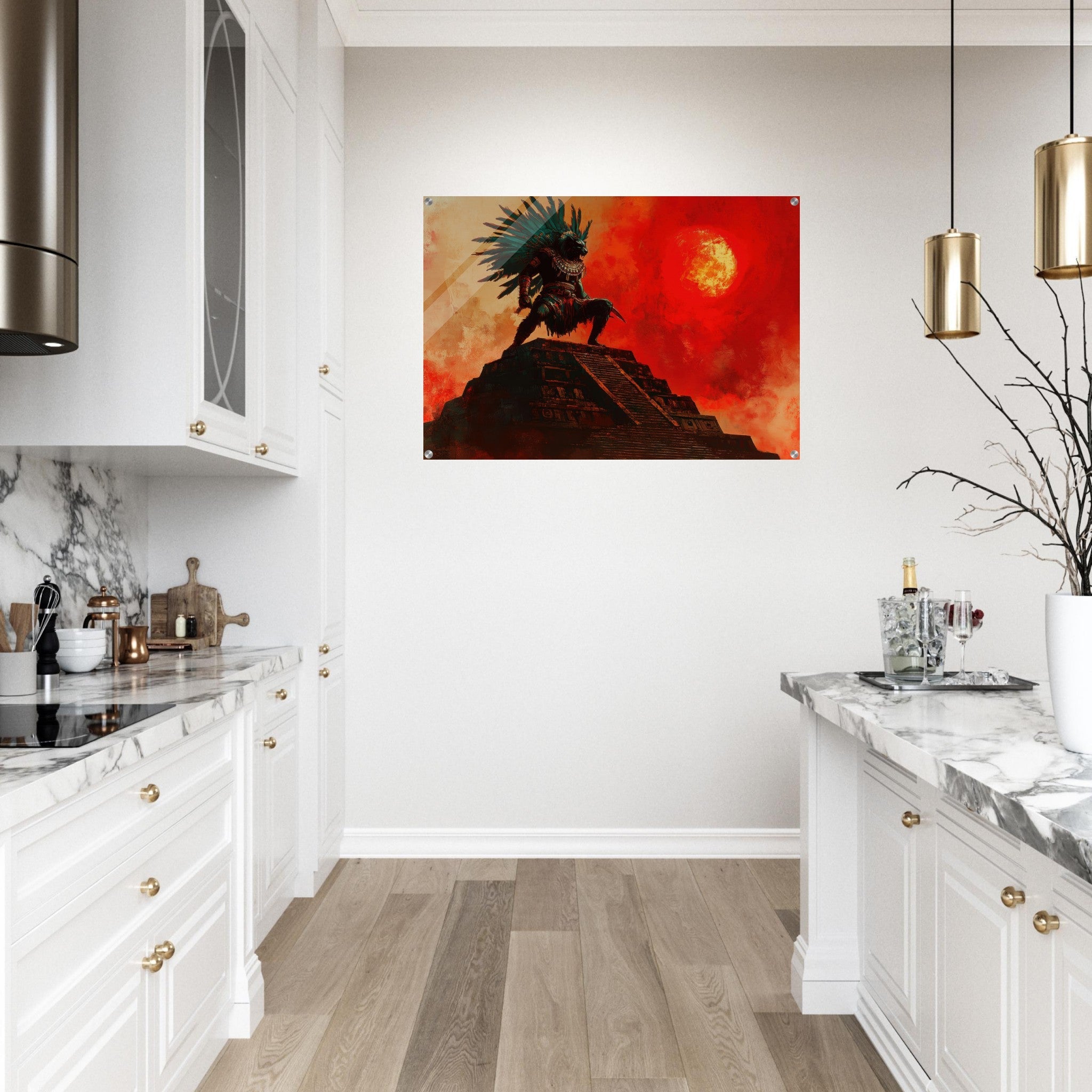 Acrylic Print Landscape - The Aztec Sun Warriors Final Battle Mesoamerican - Shop Ai Art WebShop - Digital Art online Store