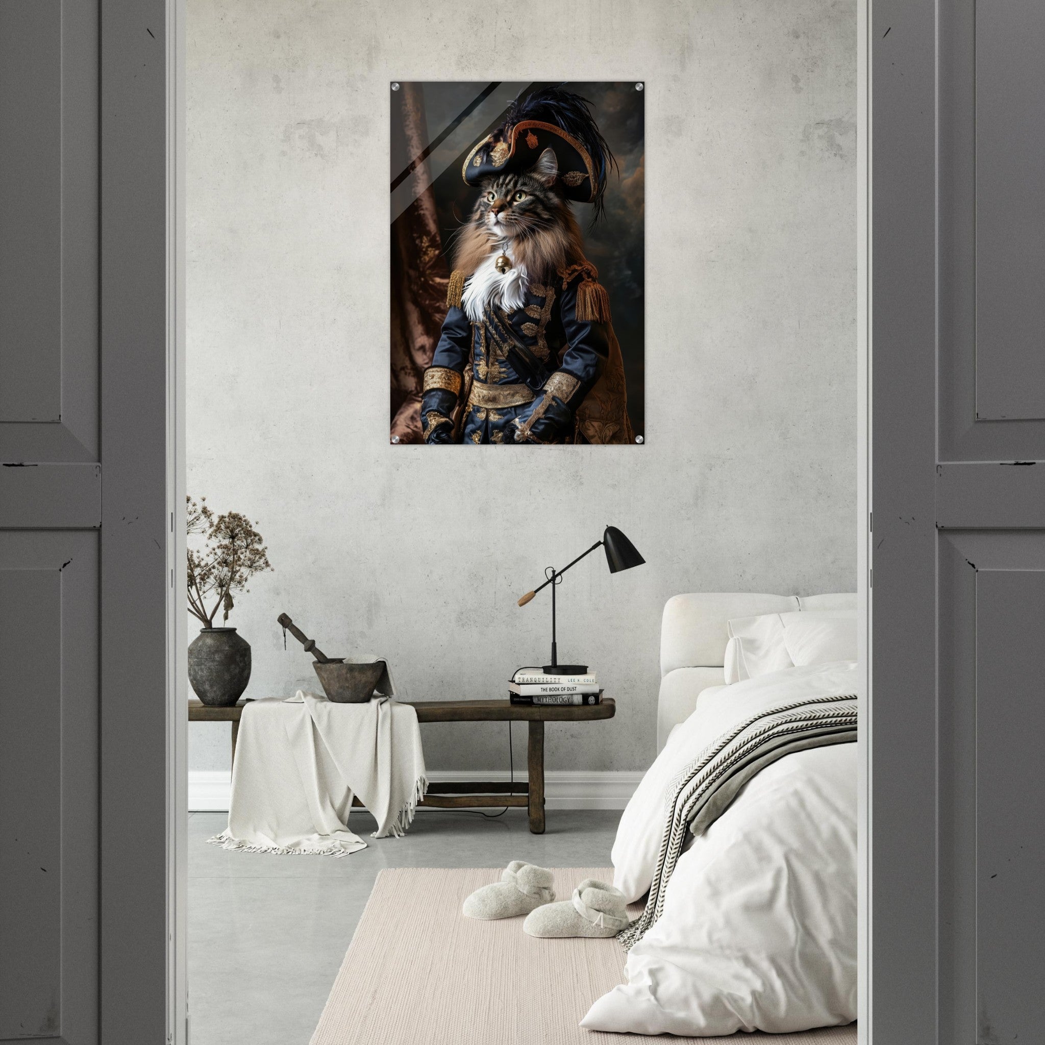 Acrylic Print Portrait - Baroque Military Commander Cat A fierce - looking - Ai Art Force