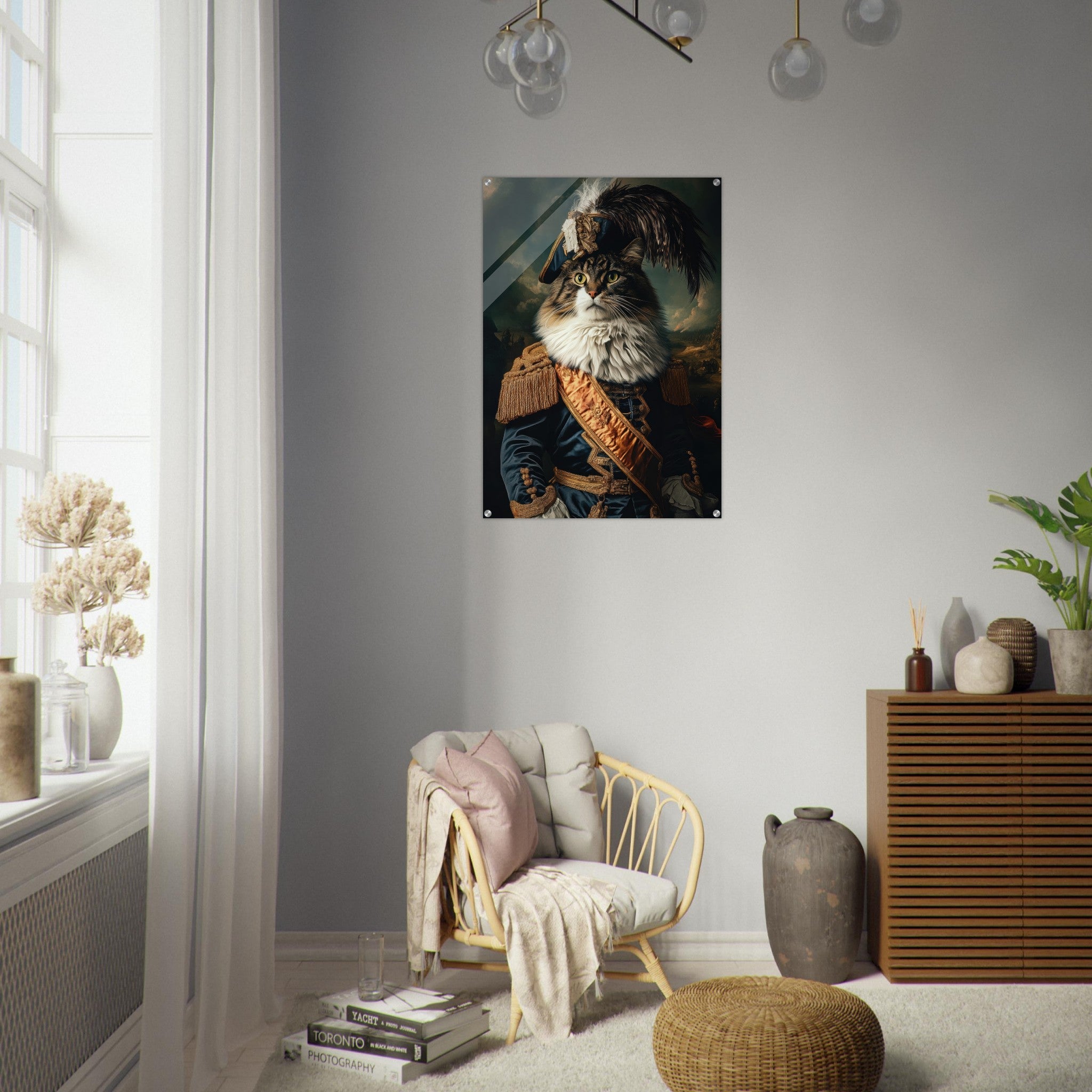 Acrylic Print Portrait - Baroque Military Commander Cat A fierce - looking 4 - Shop Ai Art WebShop - Digital Art online Store