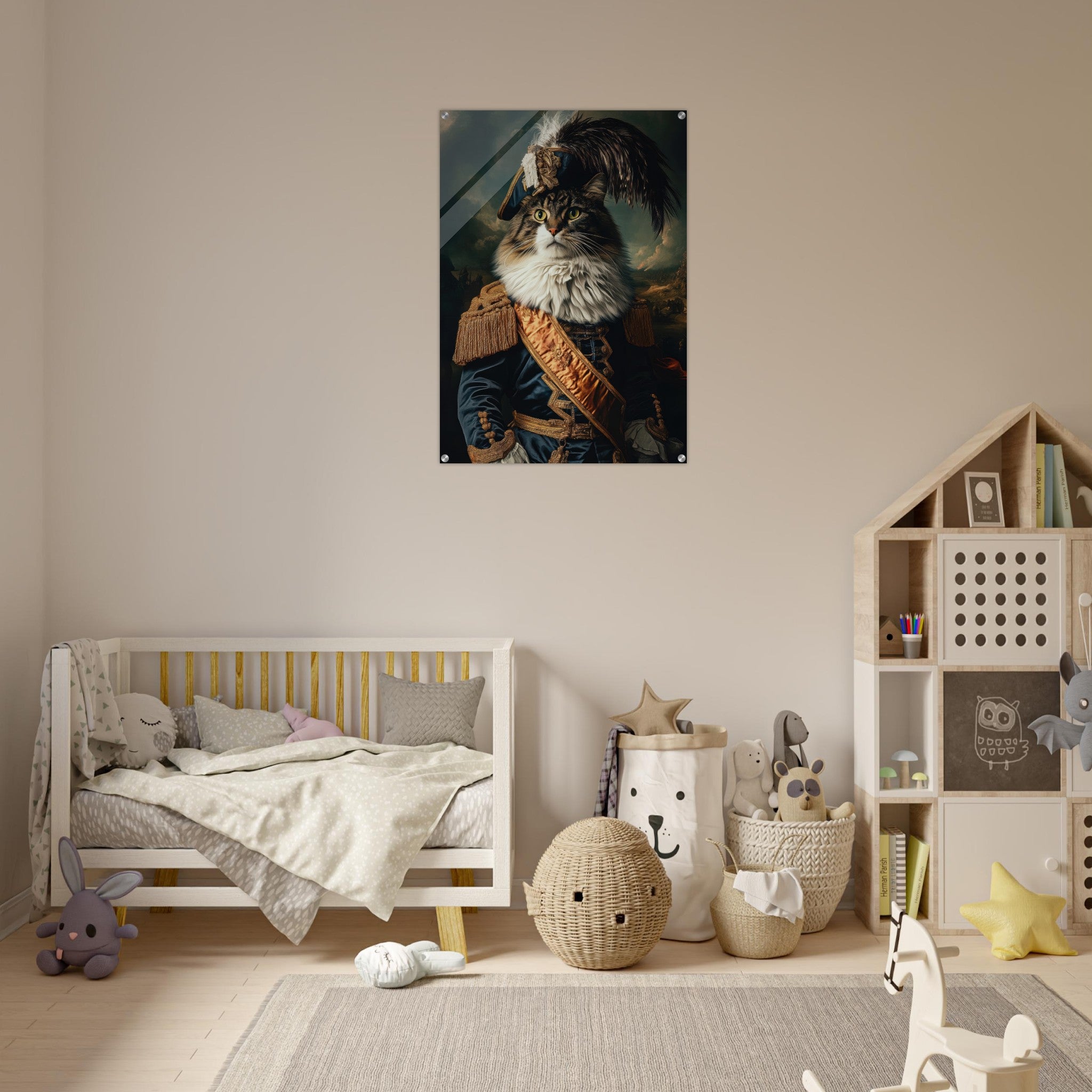 Acrylic Print Portrait - Baroque Military Commander Cat A fierce - looking 4 - Shop Ai Art WebShop - Digital Art online Store