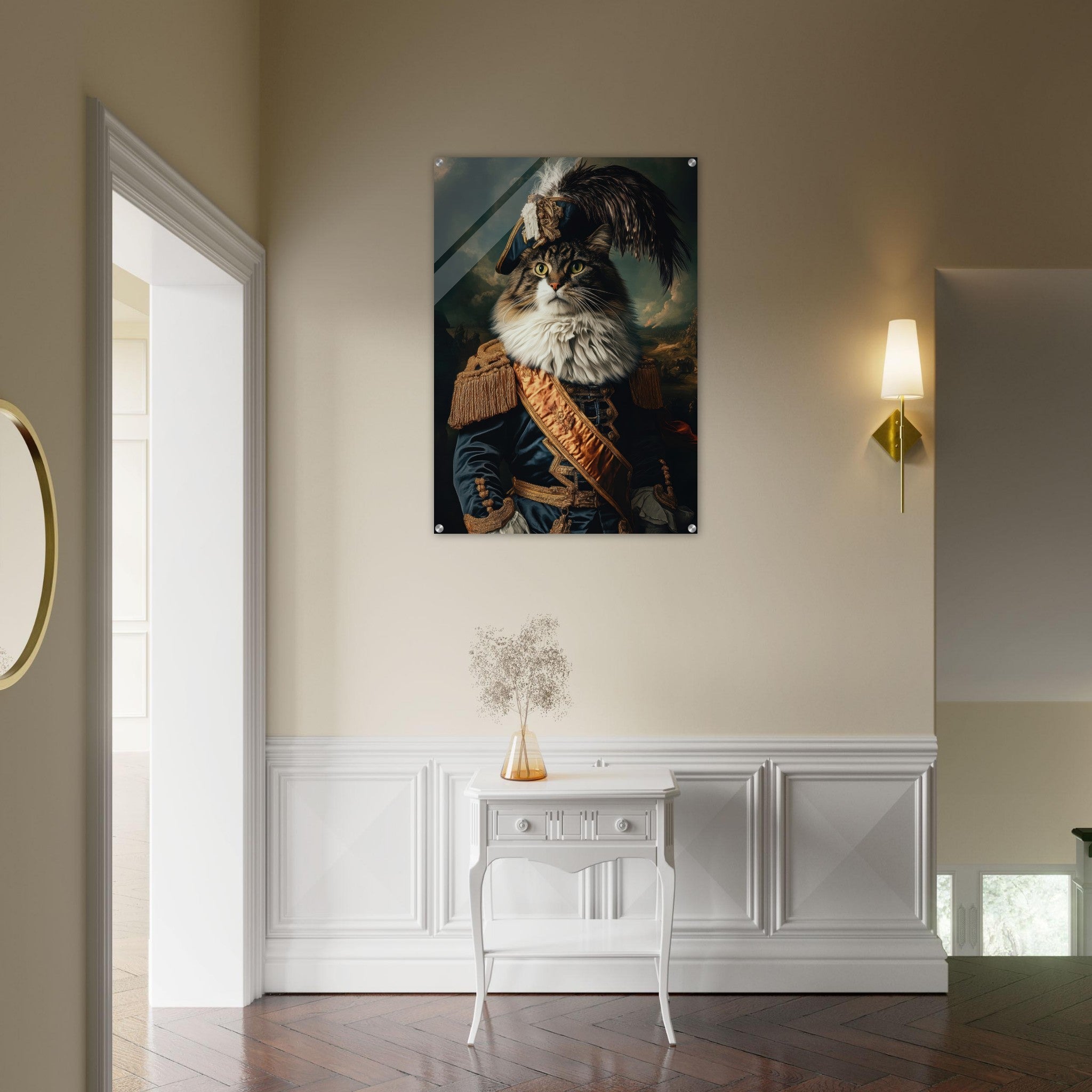 Acrylic Print Portrait - Baroque Military Commander Cat A fierce - looking 4 - Shop Ai Art WebShop - Digital Art online Store