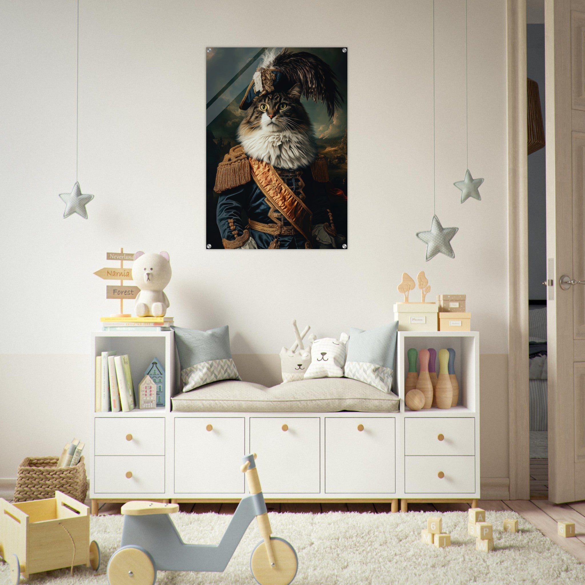 Acrylic Print Portrait - Baroque Military Commander Cat A fierce - looking 4 - Shop Ai Art WebShop - Digital Art online Store