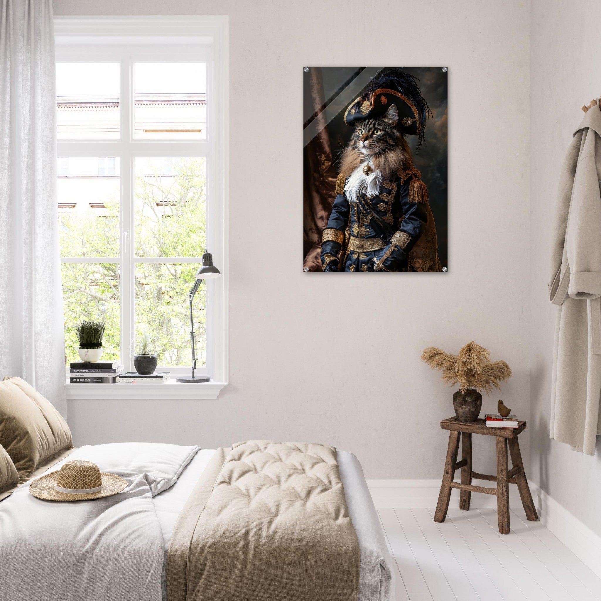 Acrylic Print Portrait - Baroque Military Commander Cat A fierce - looking - Ai Art Force