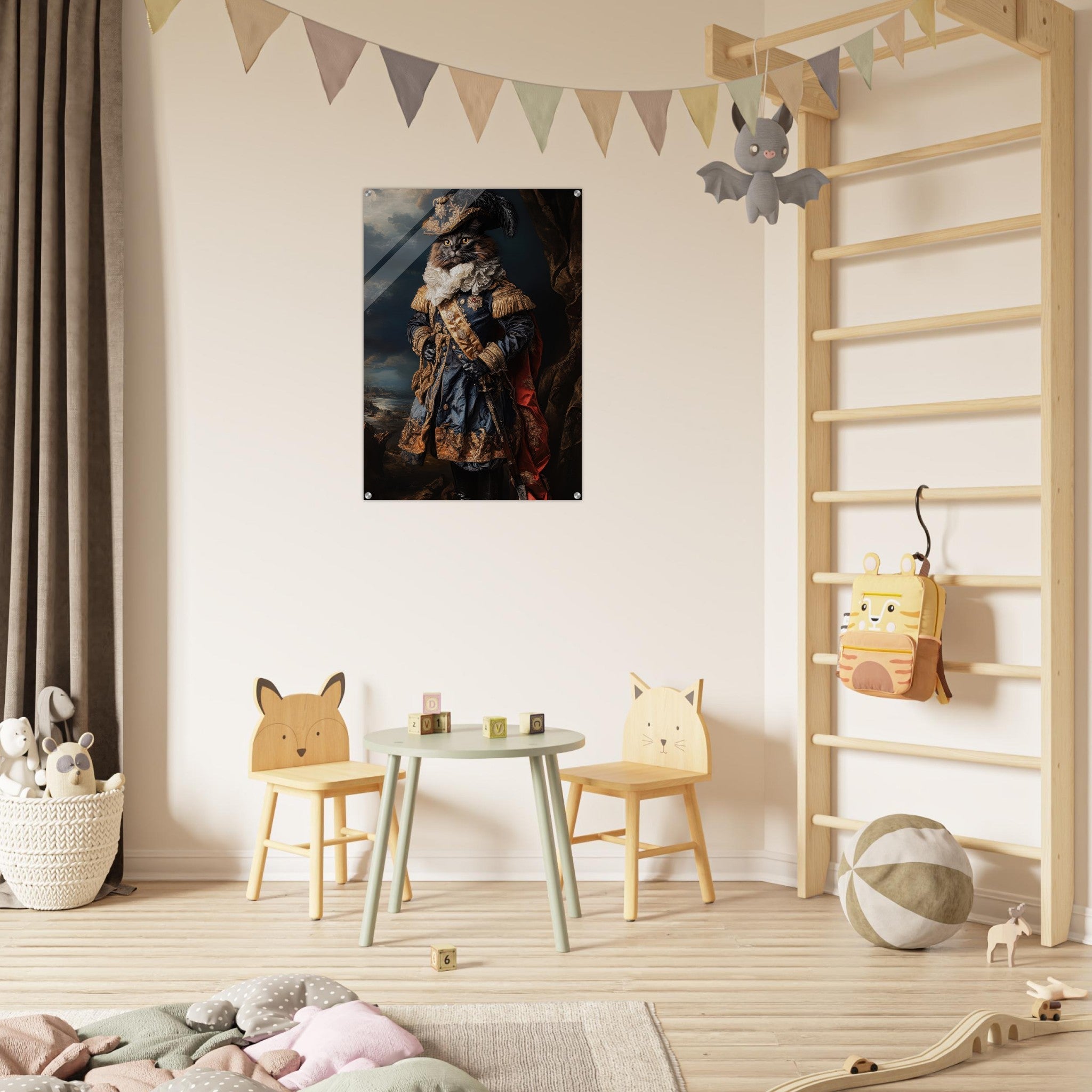 Acrylic Print Portrait - Baroque Military Commander Cat A fierce - looking 8 - Ai Art Force