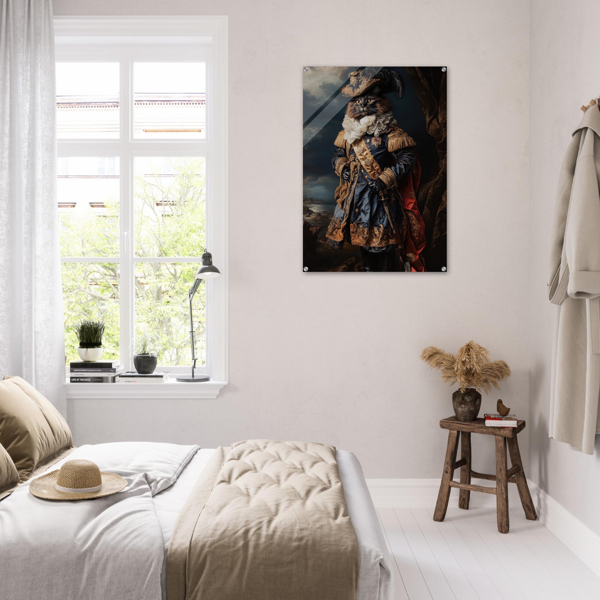 Acrylic Print Portrait - Baroque Military Commander Cat A fierce - looking 8 - Ai Art Force