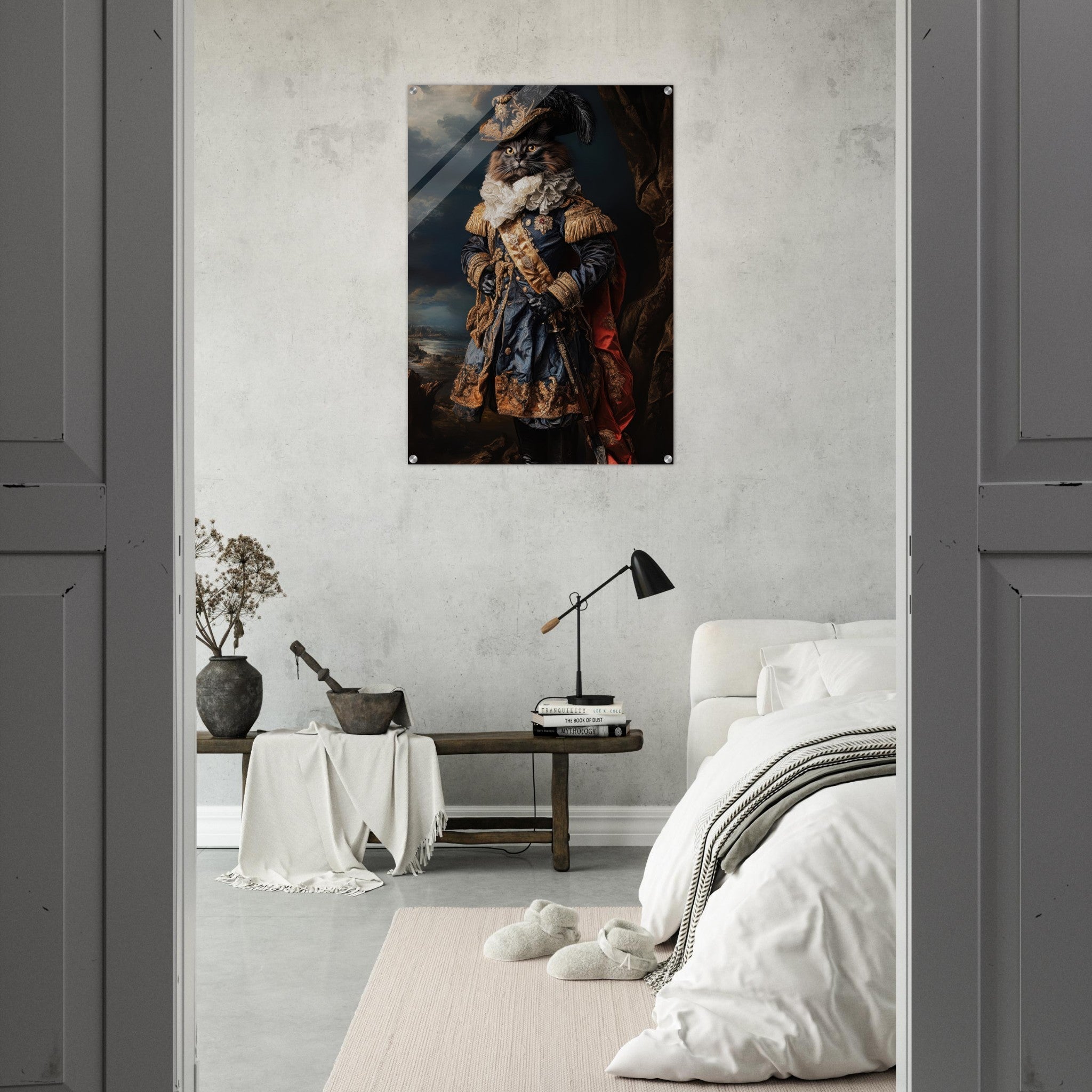 Acrylic Print Portrait - Baroque Military Commander Cat A fierce - looking 8 - Ai Art Force