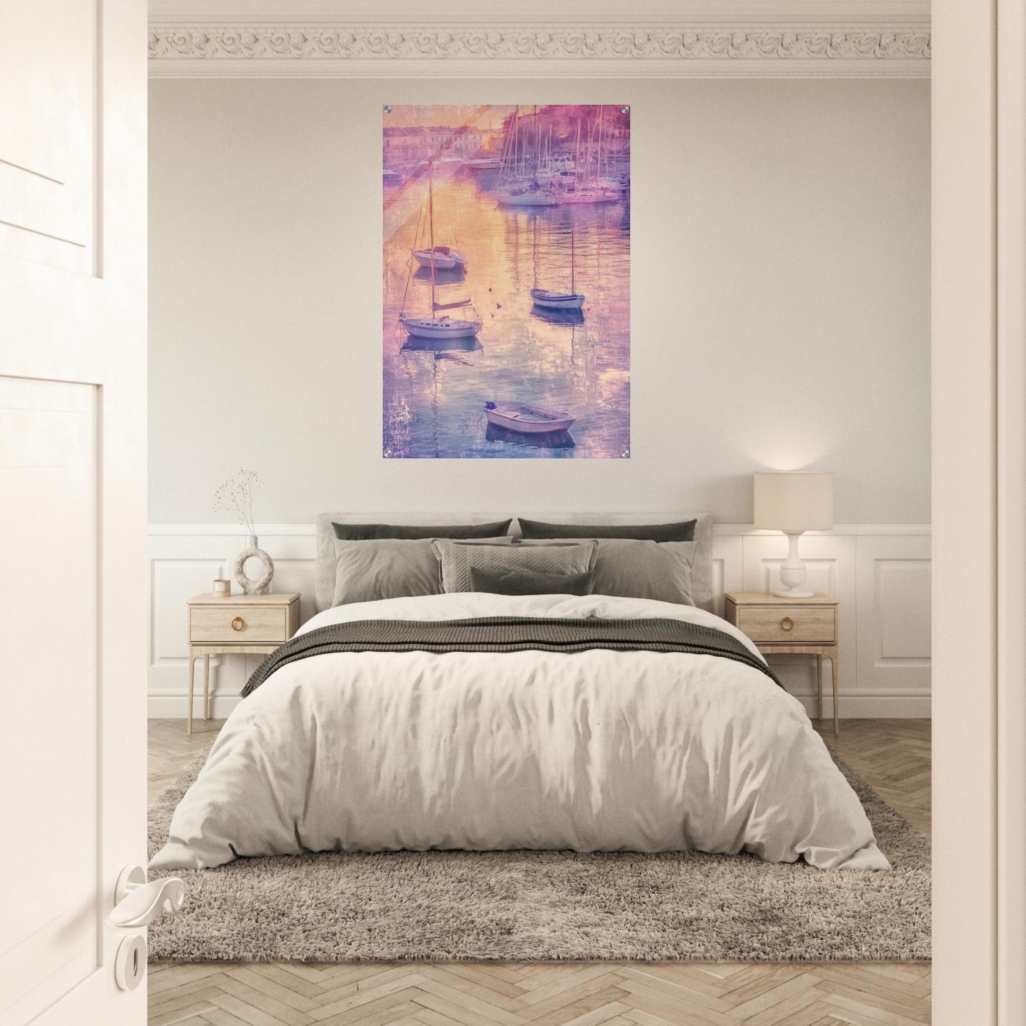 Acrylic Print Portrait - Boats at Dusk A harbor filled with gently rocky 3 - Ai Art Force