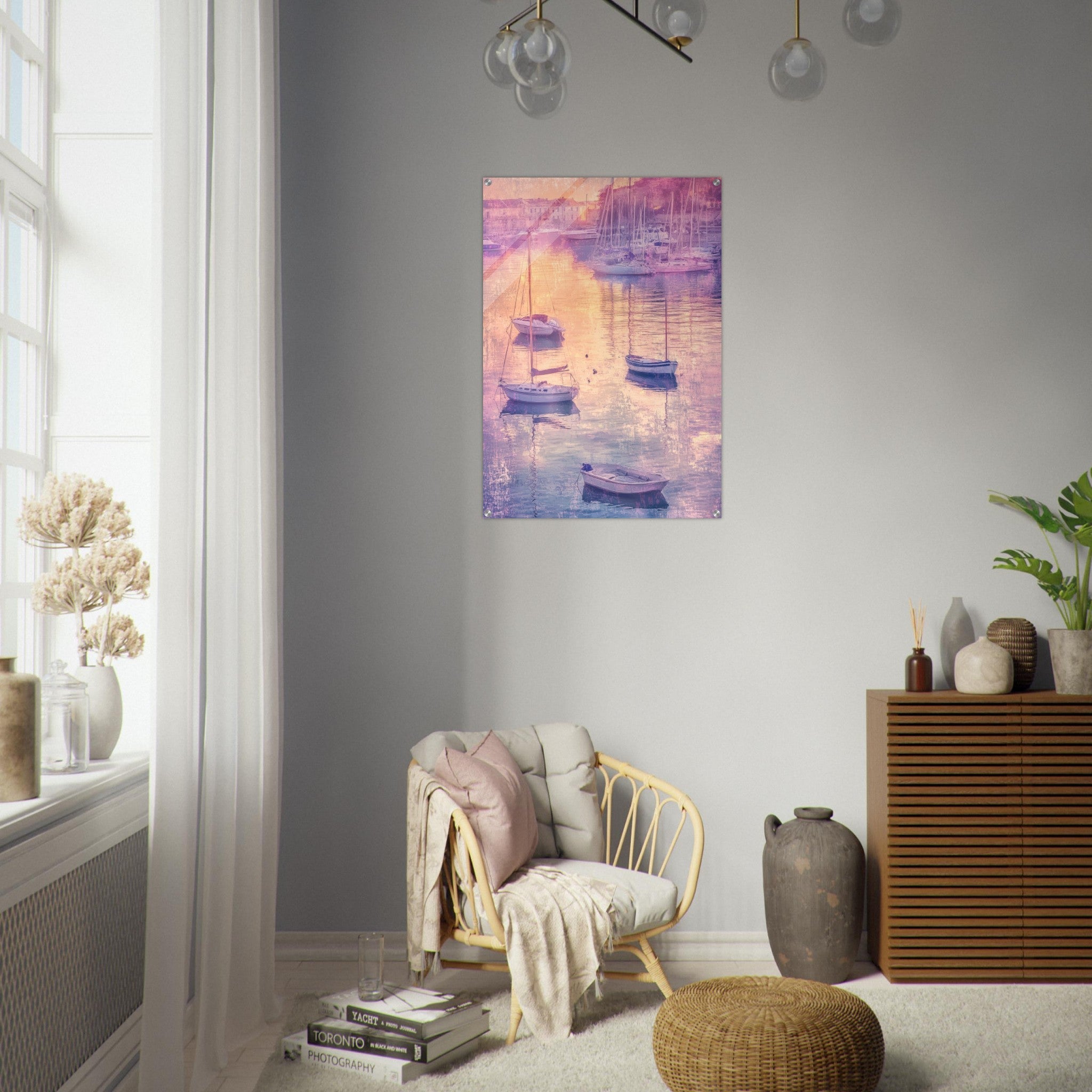 Acrylic Print Portrait - Boats at Dusk A harbor filled with gently rocky 3 - Ai Art Force