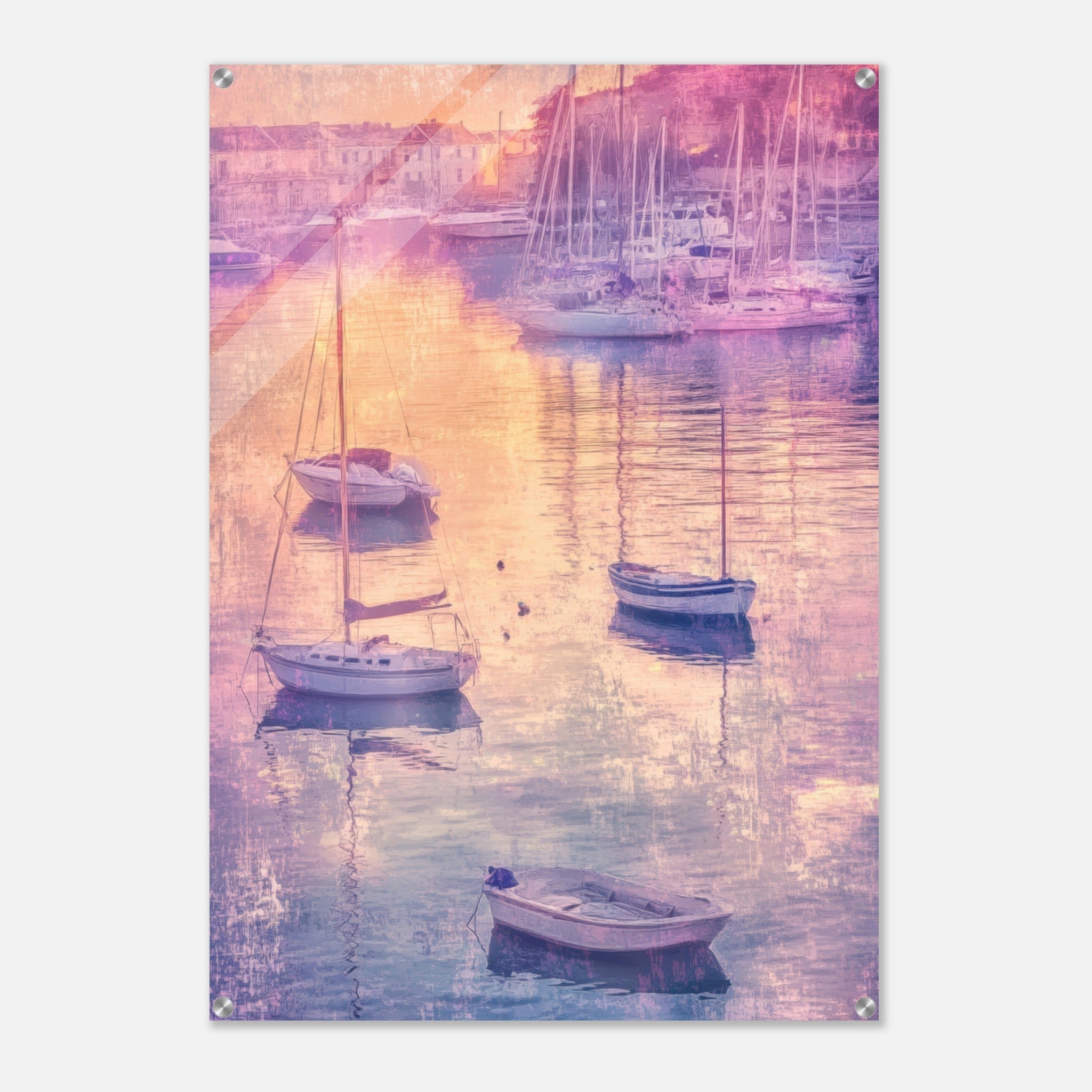 Acrylic Print Portrait - Boats at Dusk A harbor filled with gently rocky 3 - Ai Art Force