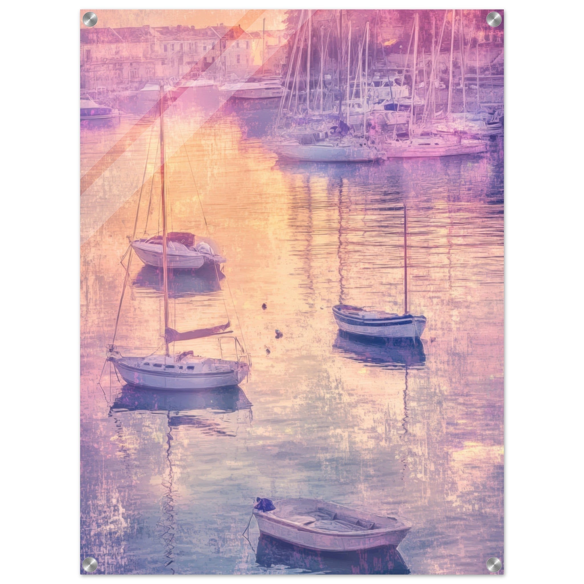 Acrylic Print Portrait - Boats at Dusk A harbor filled with gently rocky 3 - Ai Art Force