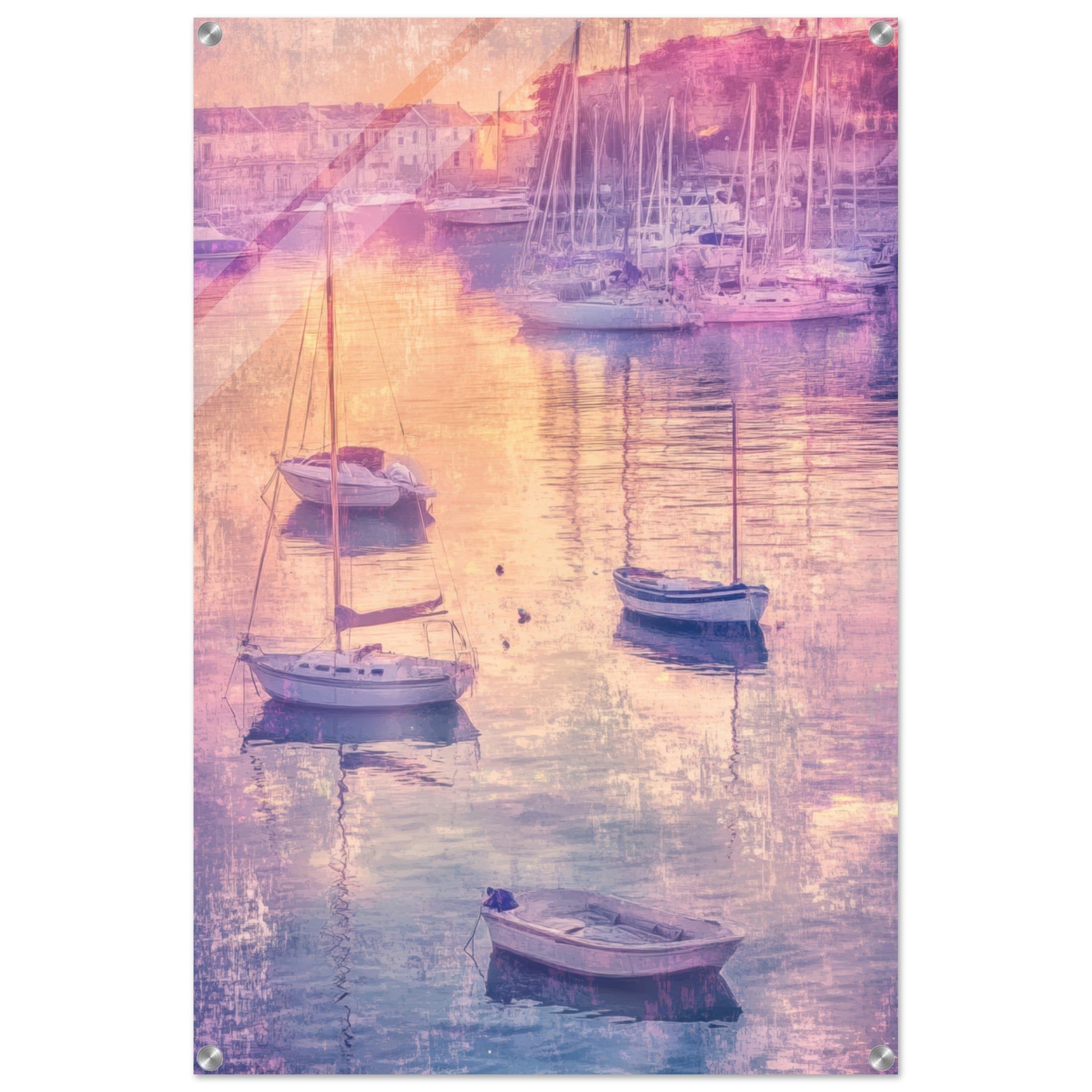 Acrylic Print Portrait - Boats at Dusk A harbor filled with gently rocky 3 - Ai Art Force