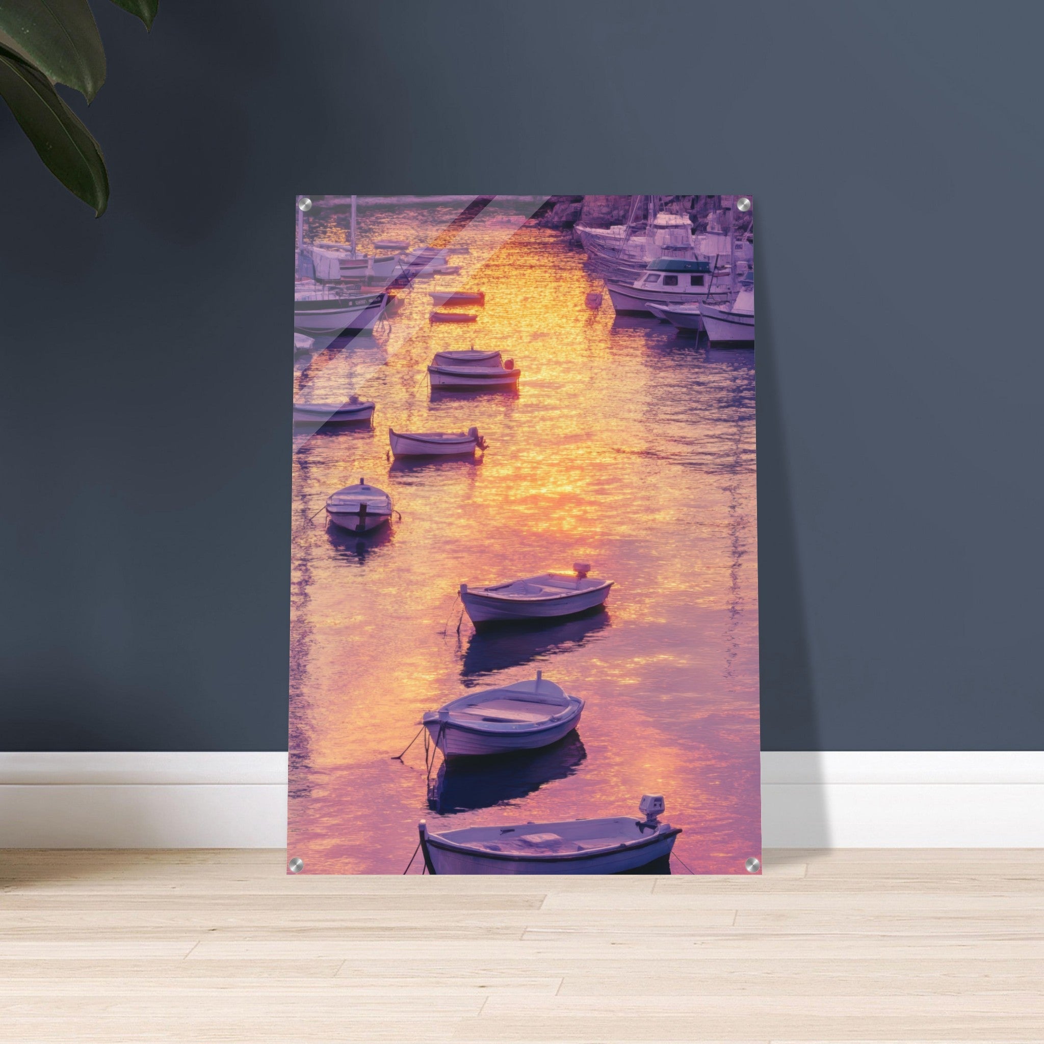 Acrylic Print Portrait - Boats at Dusk A harbor filled with gently rocky 4 - Shop Ai Art WebShop - Digital Art online Store