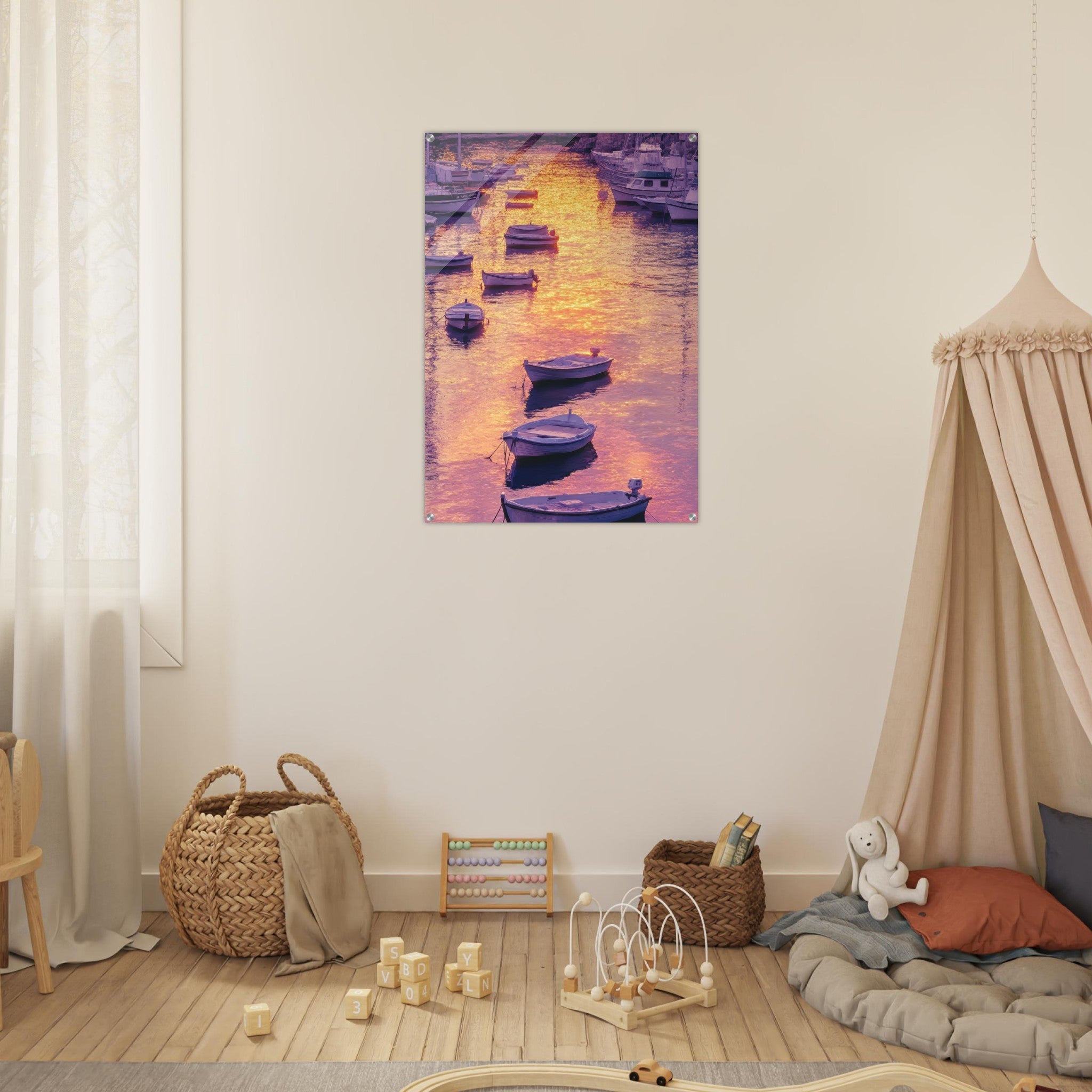 Acrylic Print Portrait - Boats at Dusk A harbor filled with gently rocky 4 - Shop Ai Art WebShop - Digital Art online Store