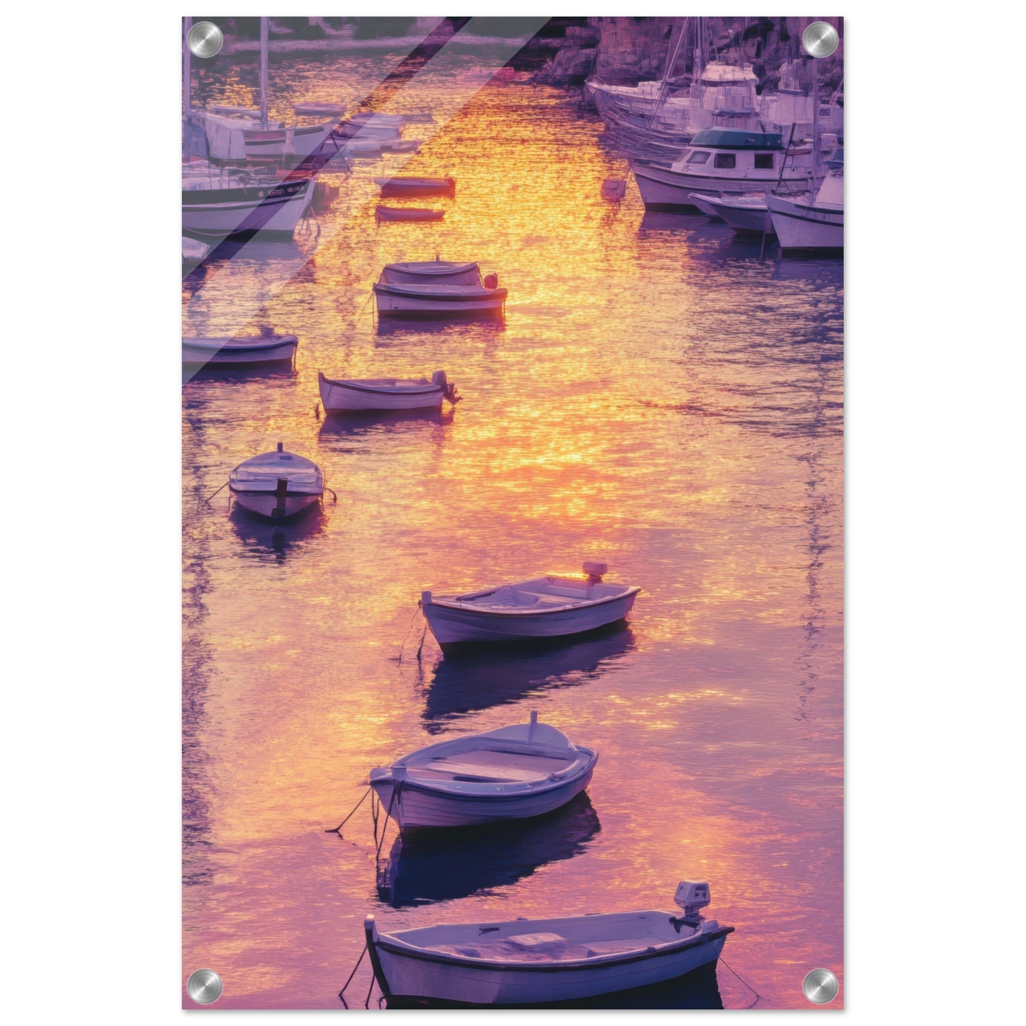 Acrylic Print Portrait - Boats at Dusk A harbor filled with gently rocky 4 - Shop Ai Art WebShop - Digital Art online Store