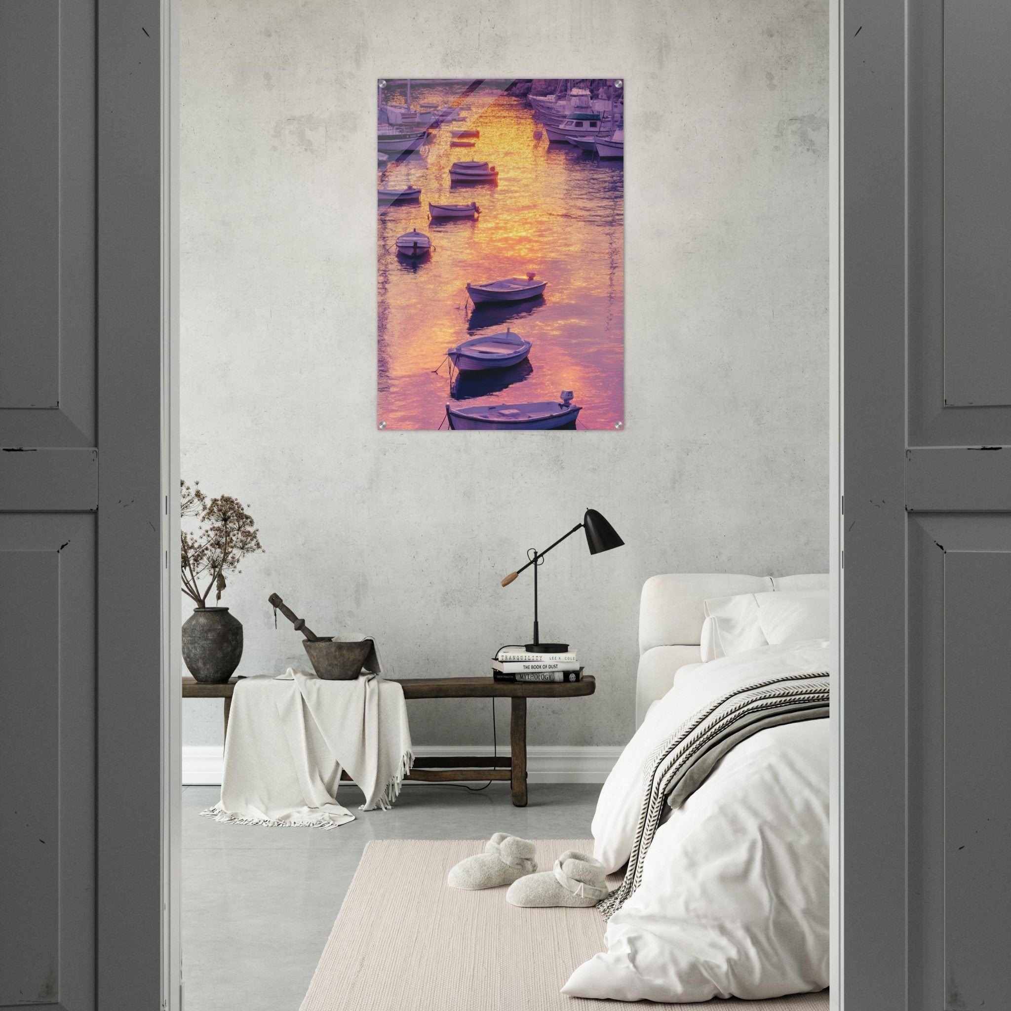 Acrylic Print Portrait - Boats at Dusk A harbor filled with gently rocky 4 - Shop Ai Art WebShop - Digital Art online Store