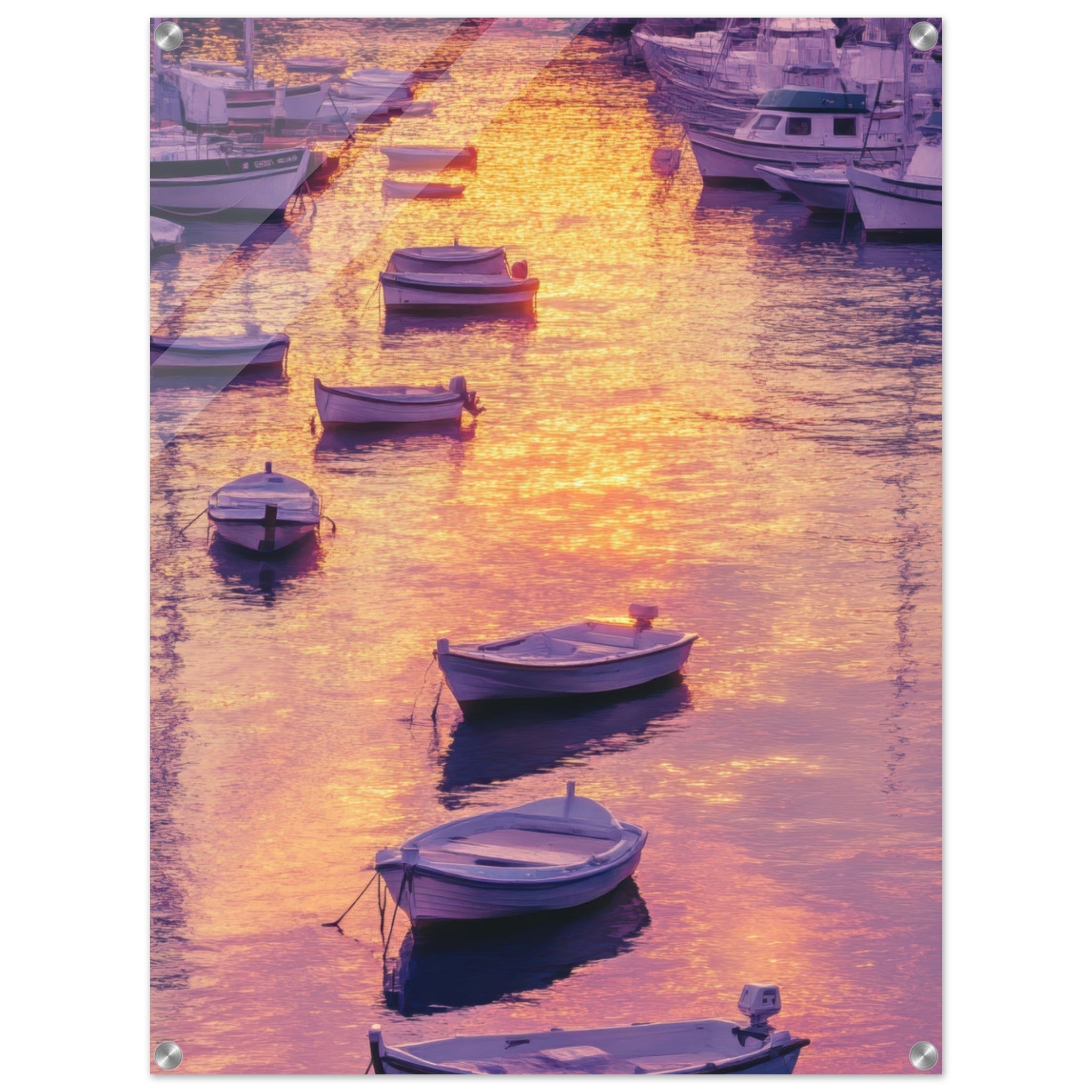 Acrylic Print Portrait - Boats at Dusk A harbor filled with gently rocky 4 - Shop Ai Art WebShop - Digital Art online Store