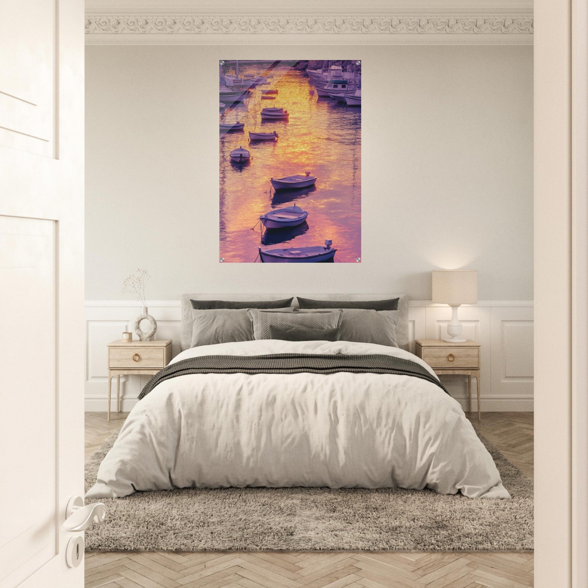 Acrylic Print Portrait - Boats at Dusk A harbor filled with gently rocky 4 - Shop Ai Art WebShop - Digital Art online Store