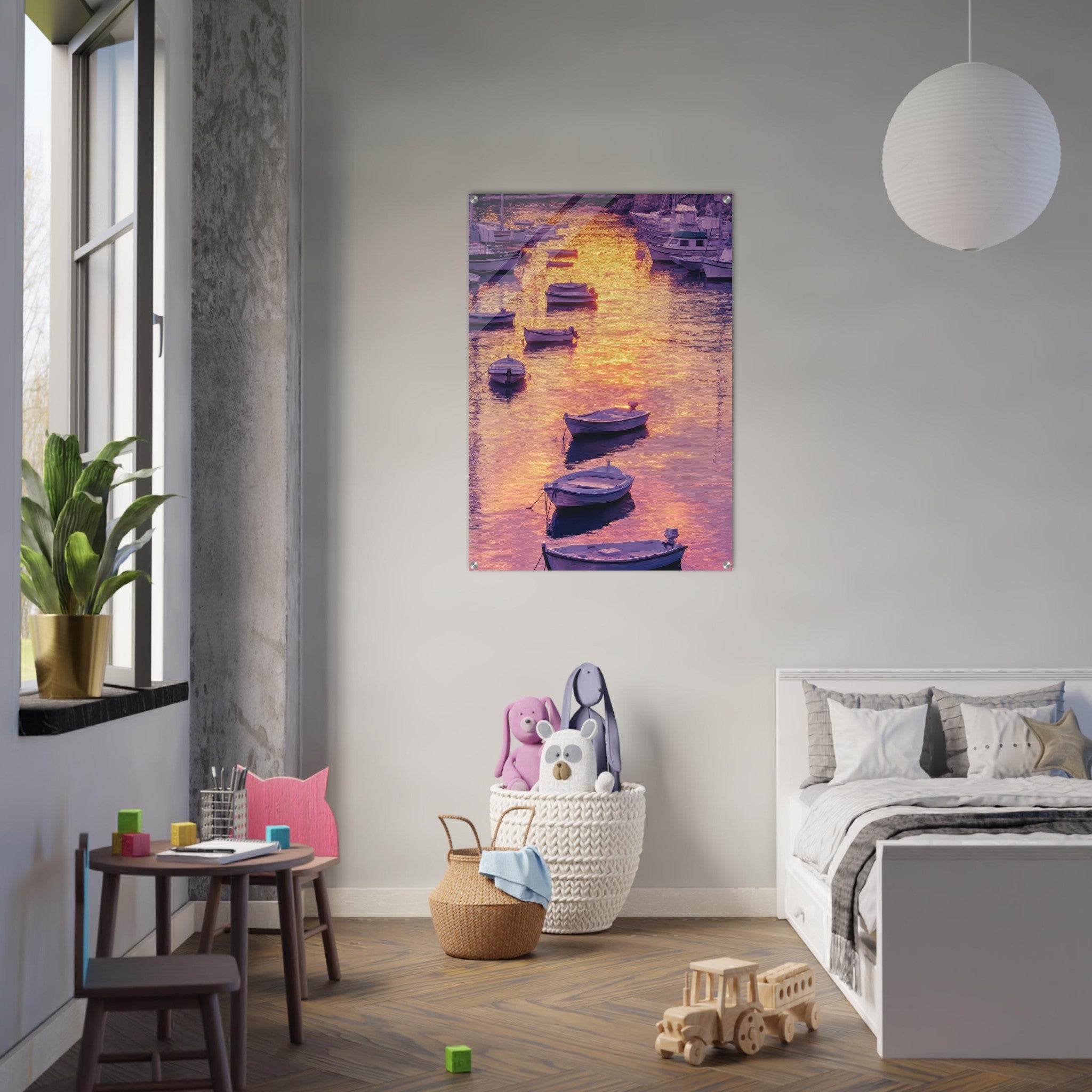 Acrylic Print Portrait - Boats at Dusk A harbor filled with gently rocky 4 - Shop Ai Art WebShop - Digital Art online Store