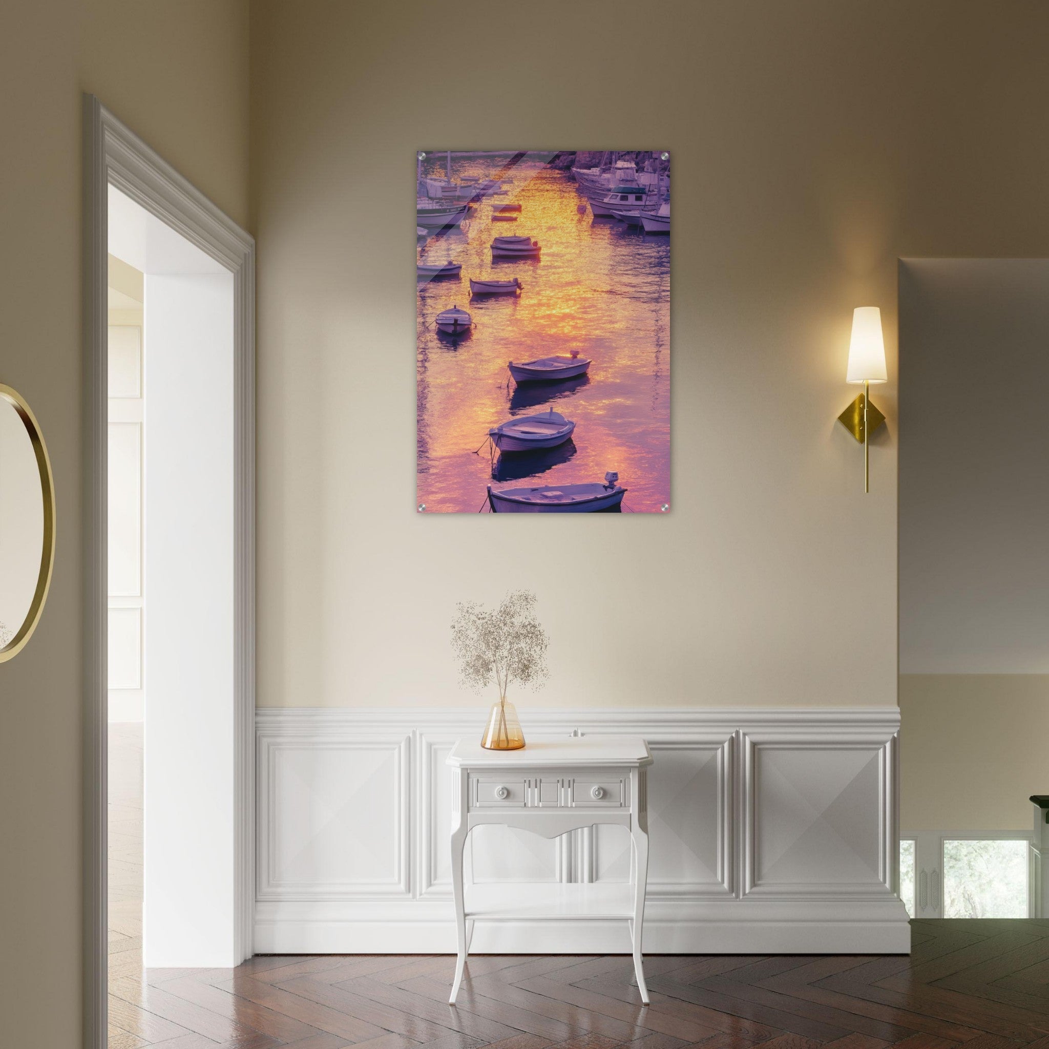 Acrylic Print Portrait - Boats at Dusk A harbor filled with gently rocky 4 - Shop Ai Art WebShop - Digital Art online Store