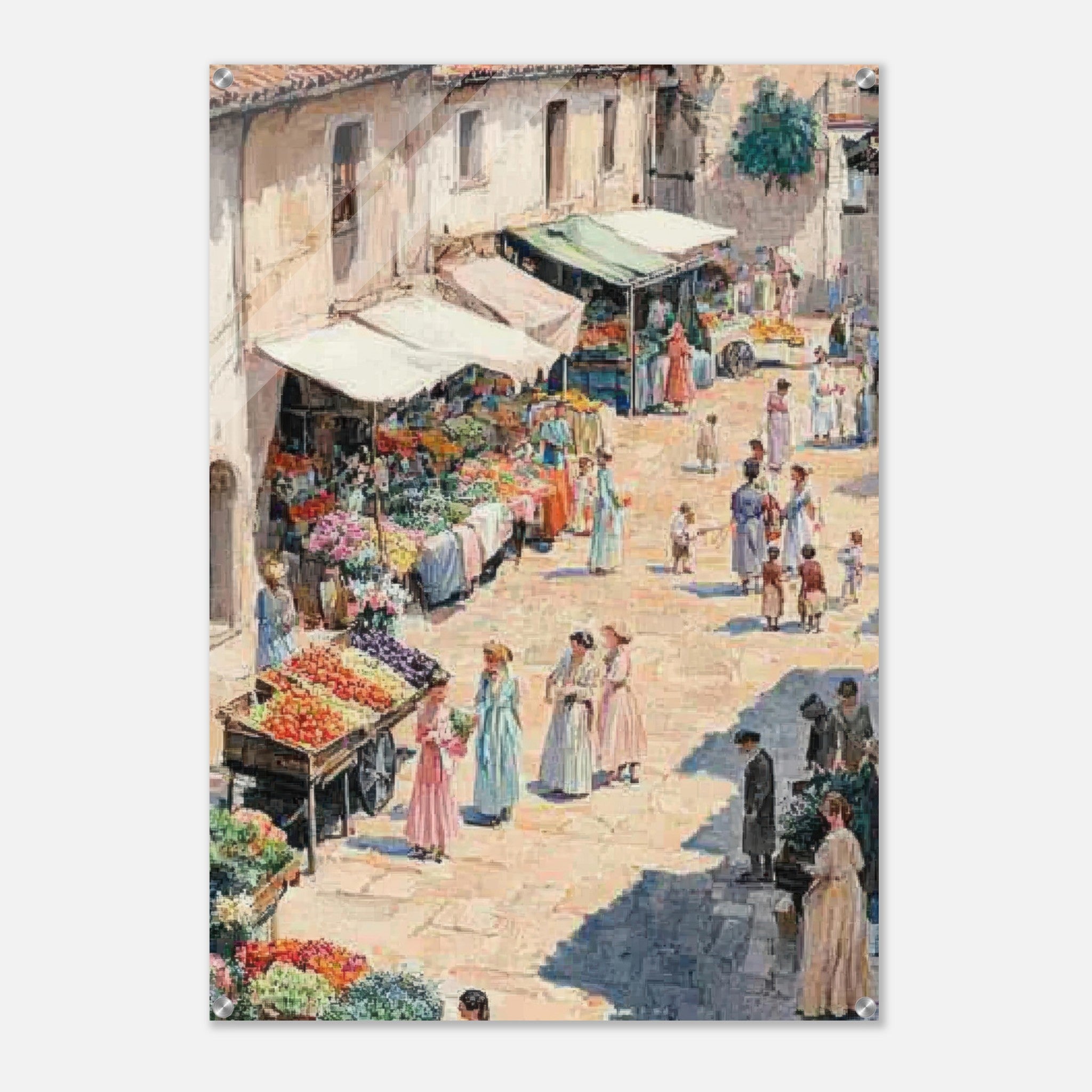 Acrylic Print Portrait - Bustling Market Scene A lively 19th - century may - Shop Ai Art WebShop - Digital Art online Store