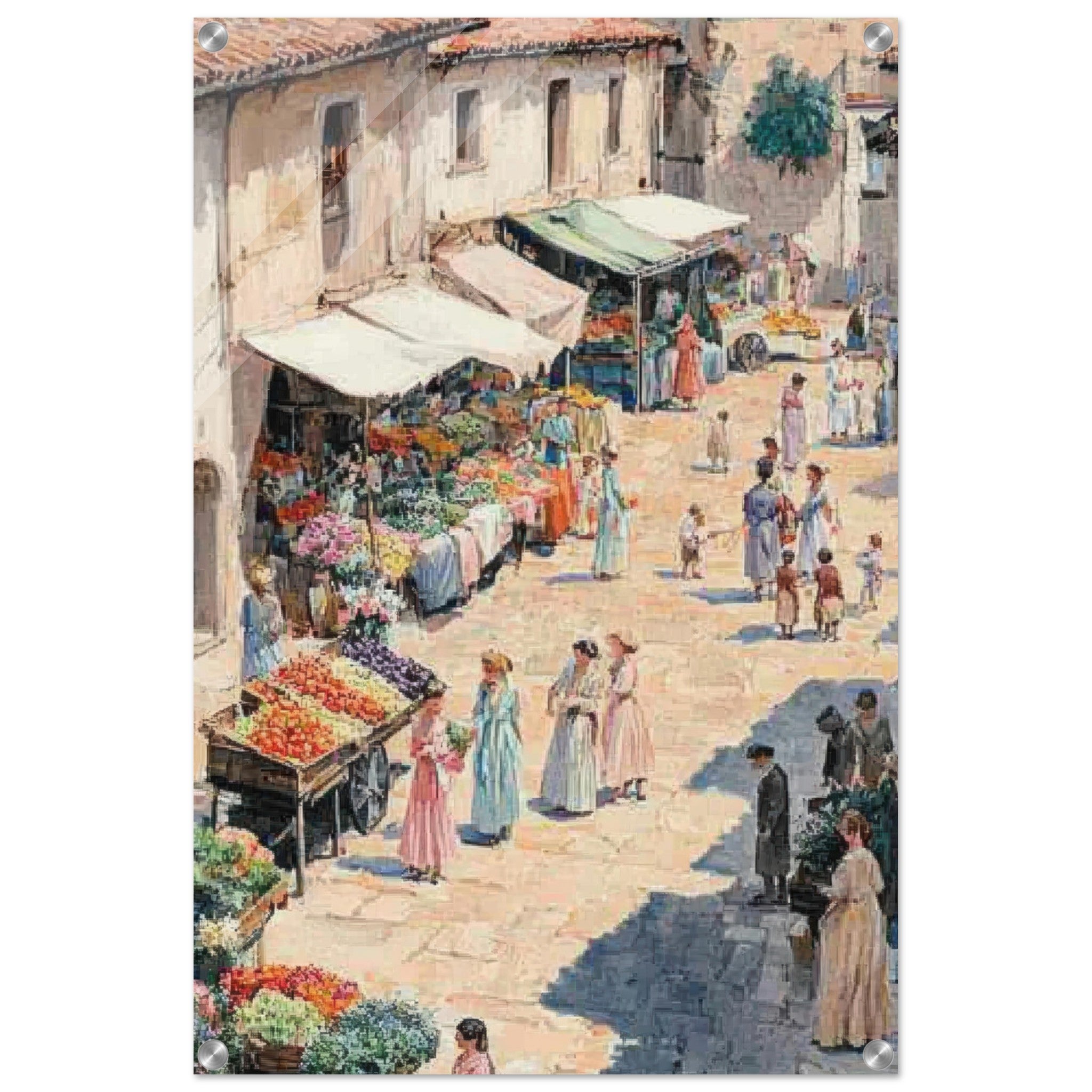 Acrylic Print Portrait - Bustling Market Scene A lively 19th - century may - Shop Ai Art WebShop - Digital Art online Store