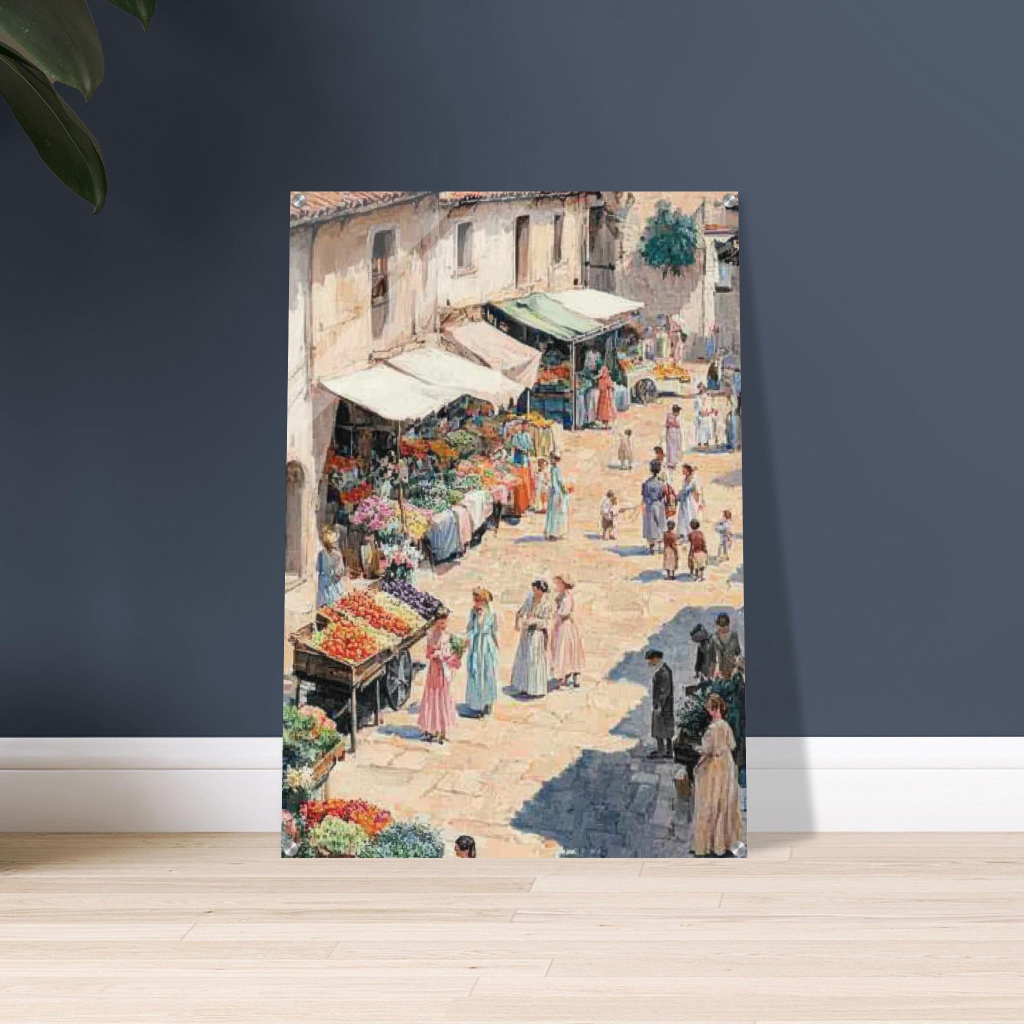 Acrylic Print Portrait - Bustling Market Scene A lively 19th - century may - Shop Ai Art WebShop - Digital Art online Store