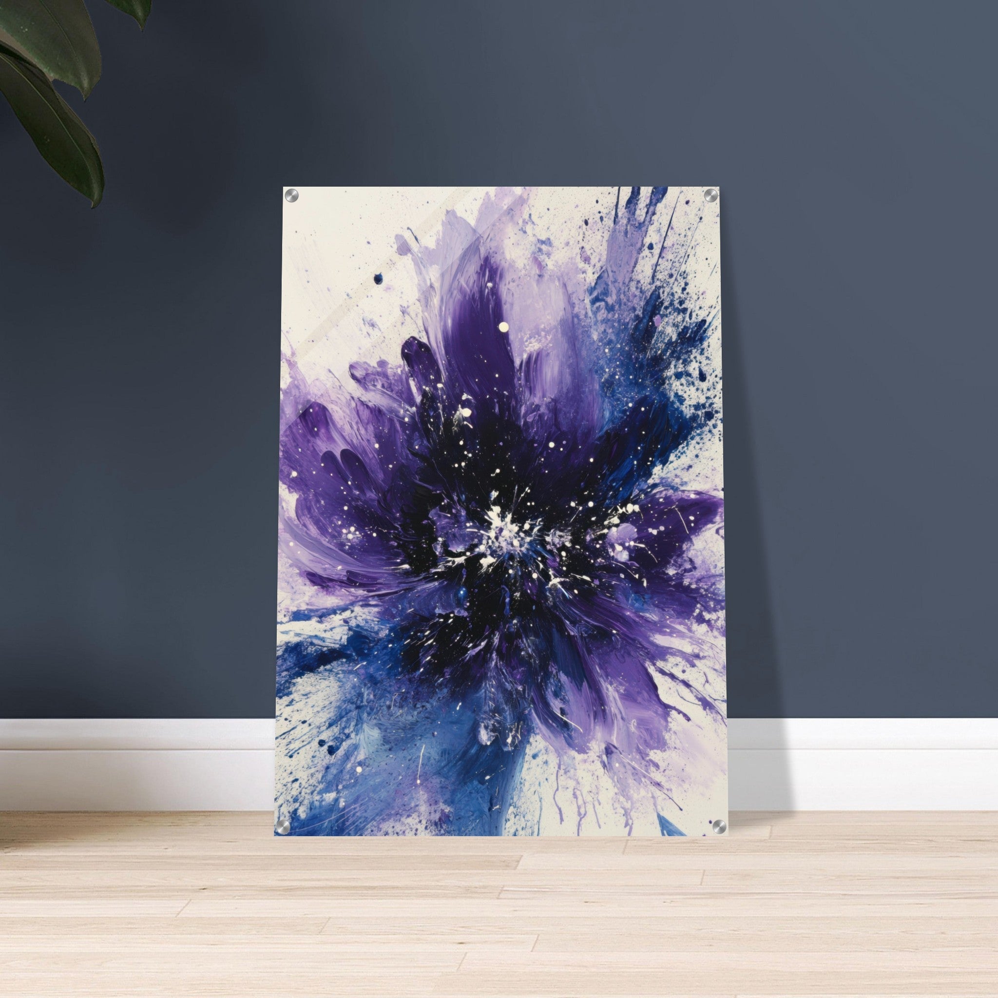 Acrylic Print Portrait - Cosmic Bloom An abstract explosion of deep purple - Shop Ai Art WebShop - Digital Art online Store