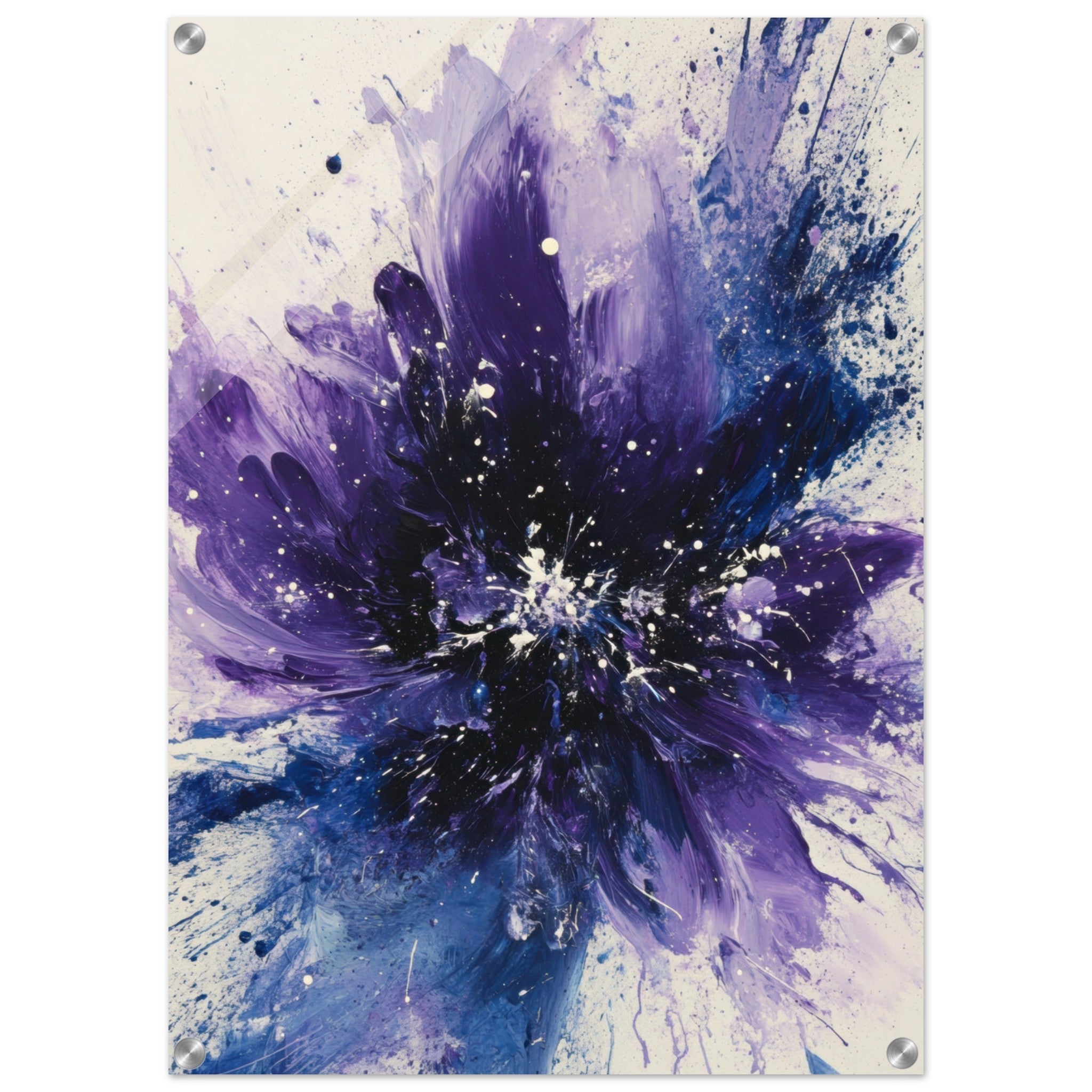 Acrylic Print Portrait - Cosmic Bloom An abstract explosion of deep purple - Shop Ai Art WebShop - Digital Art online Store