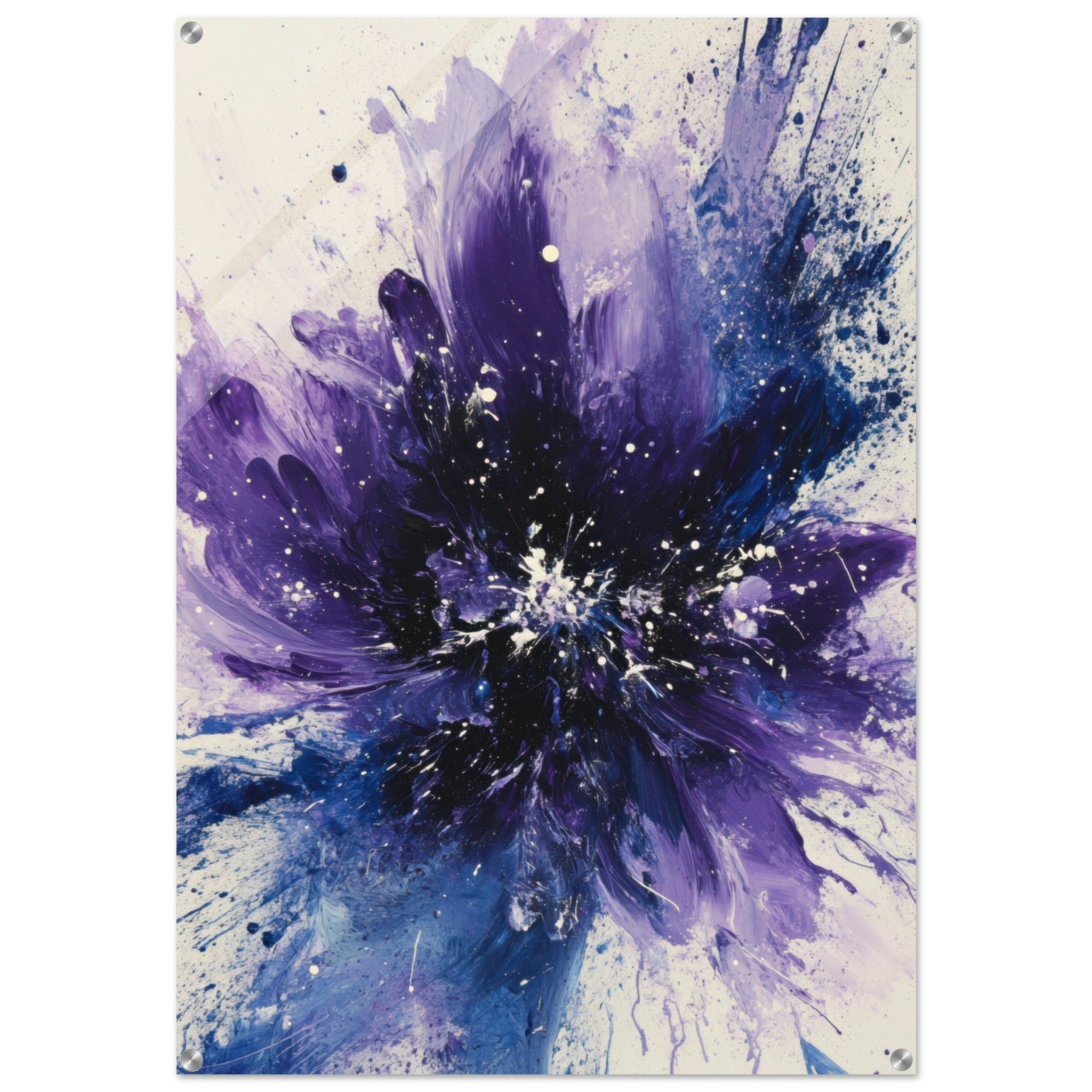 Acrylic Print Portrait - Cosmic Bloom An abstract explosion of deep purple - Shop Ai Art WebShop - Digital Art online Store