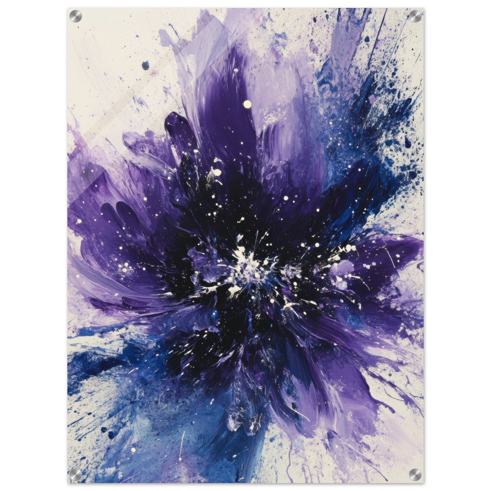 Acrylic Print Portrait - Cosmic Bloom An abstract explosion of deep purple - Shop Ai Art WebShop - Digital Art online Store