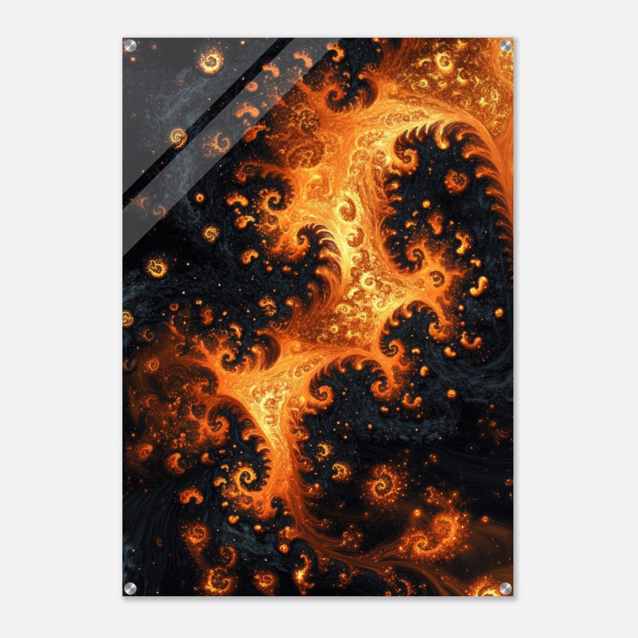 Acrylic Print Portrait - Ember Genesis A volatile burst of molten gold - Ai Art Force