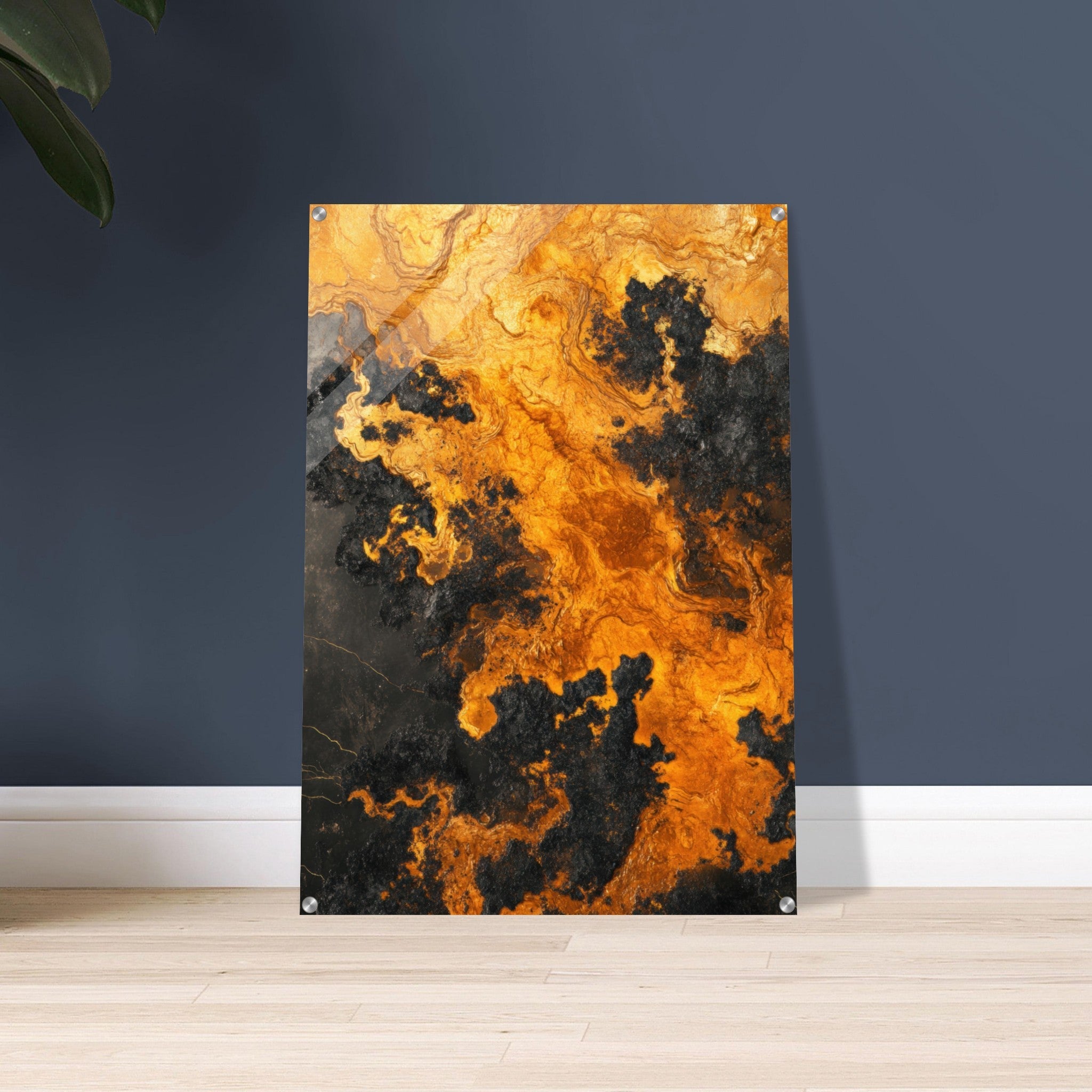 Acrylic Print Portrait - Ember Genesis A volatile burst of molten gold 2 - Ai Art Force