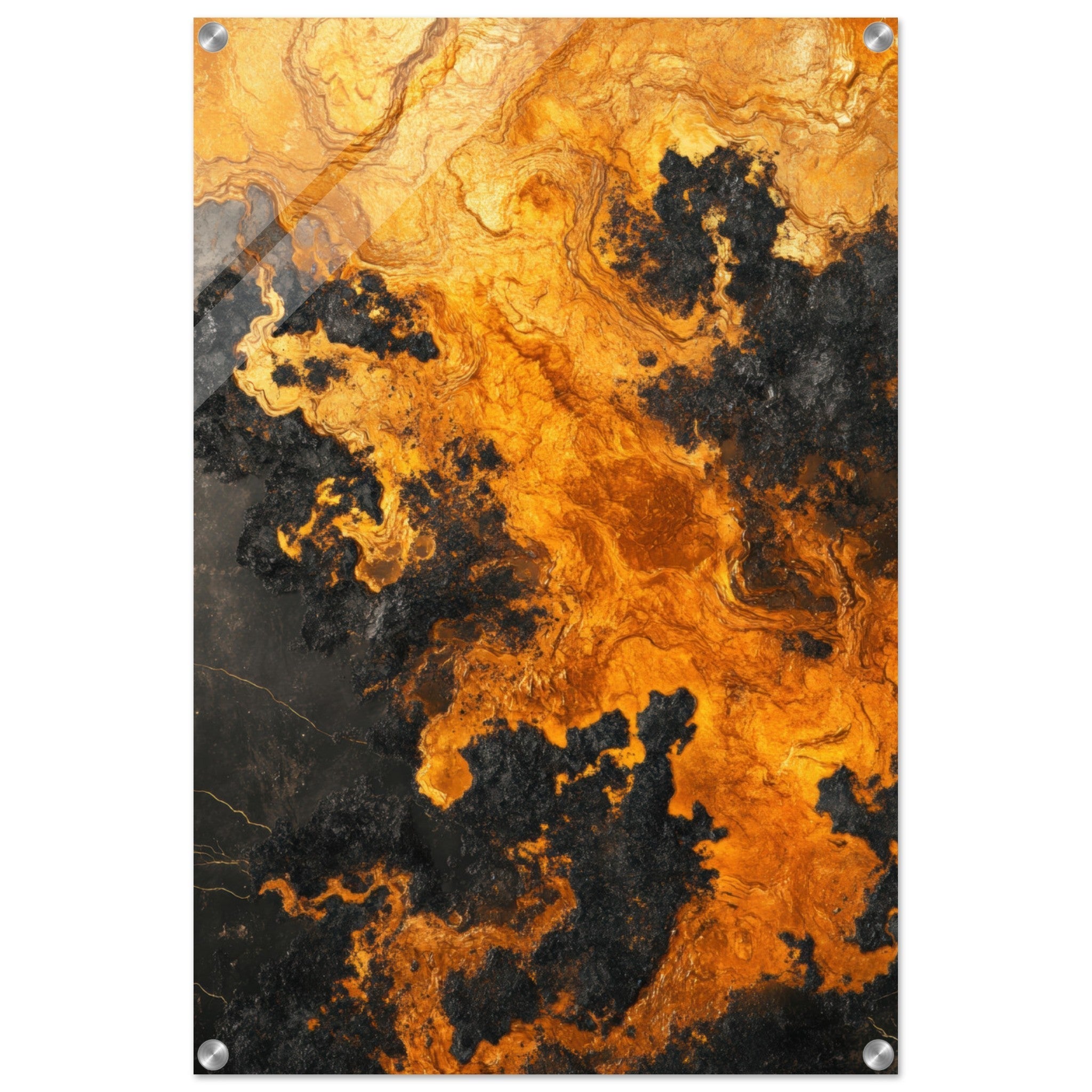 Acrylic Print Portrait - Ember Genesis A volatile burst of molten gold 2 - Ai Art Force