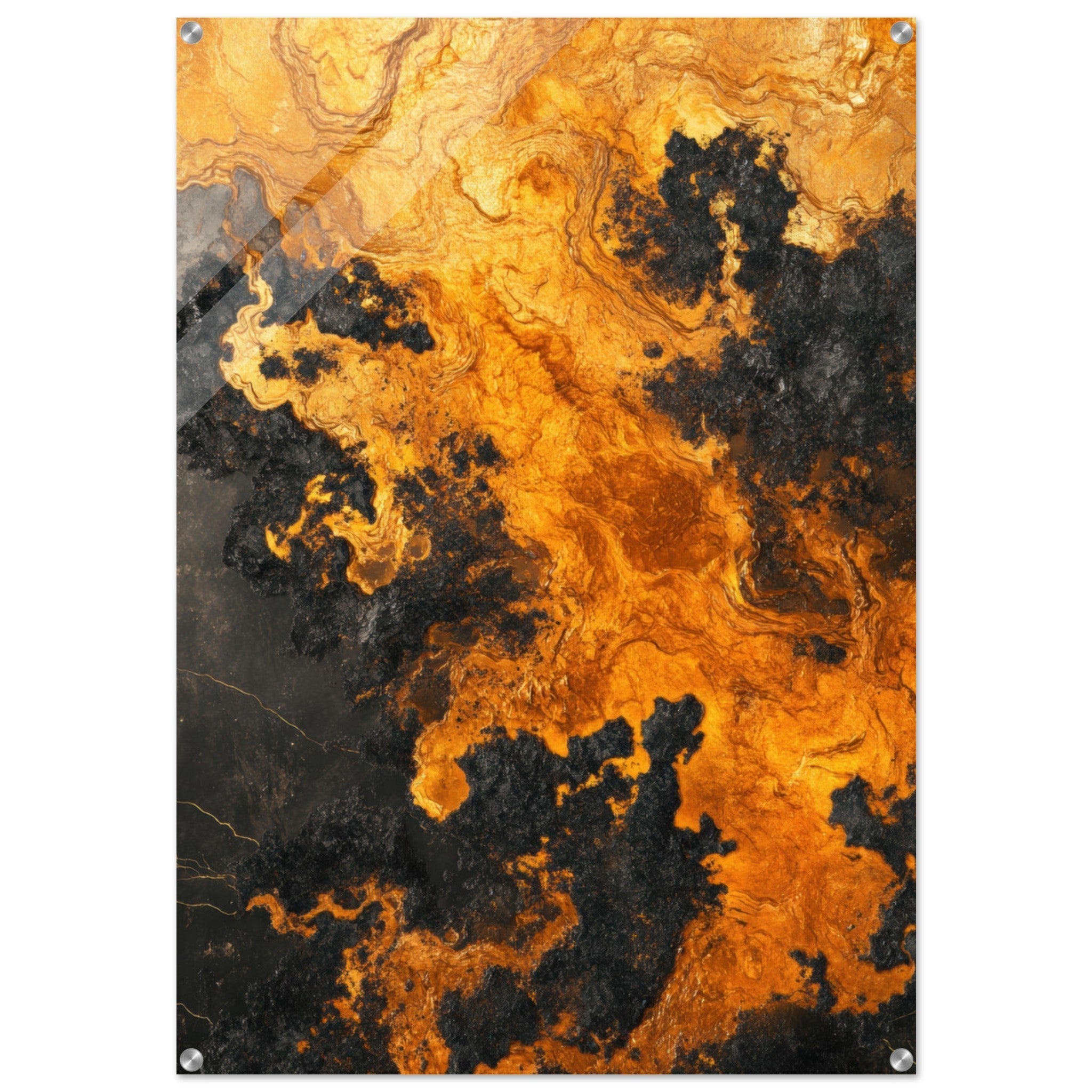 Acrylic Print Portrait - Ember Genesis A volatile burst of molten gold 2 - Ai Art Force