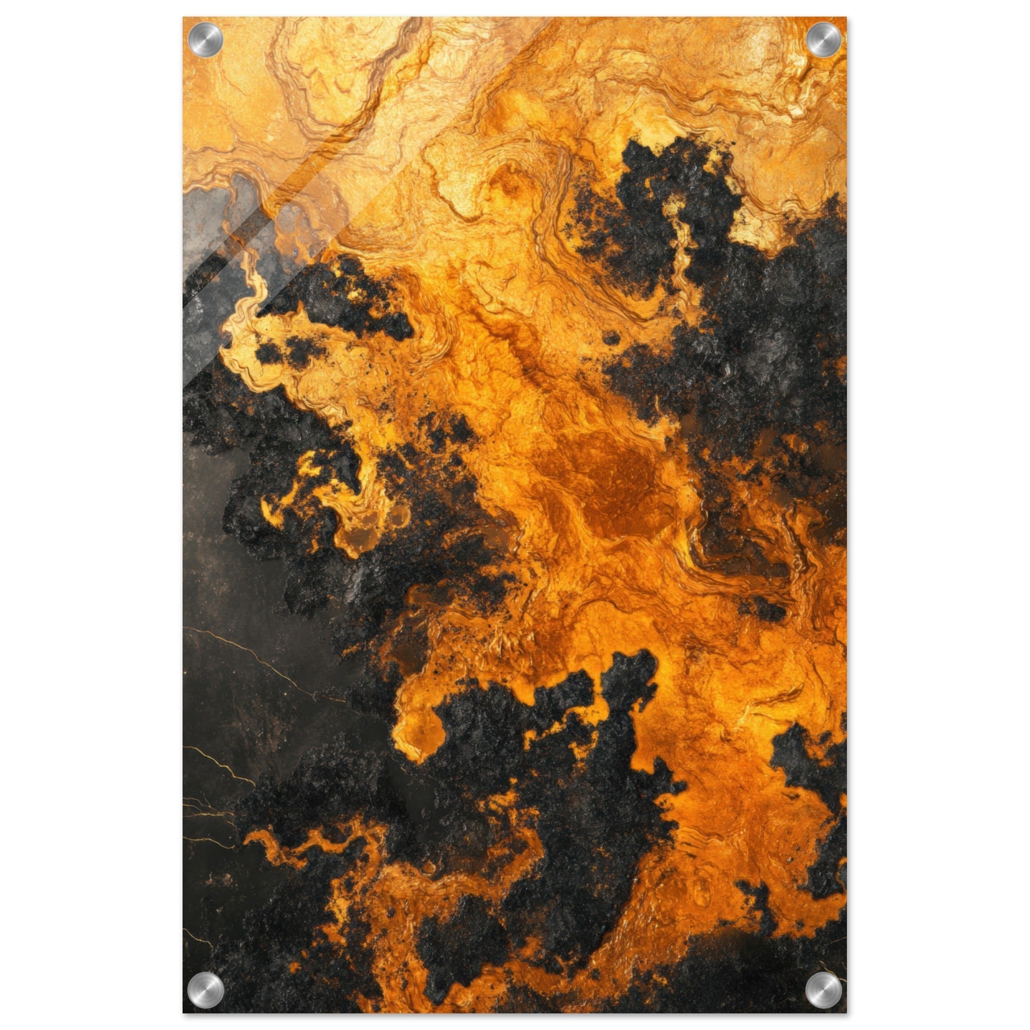 Acrylic Print Portrait - Ember Genesis A volatile burst of molten gold 2 - Ai Art Force