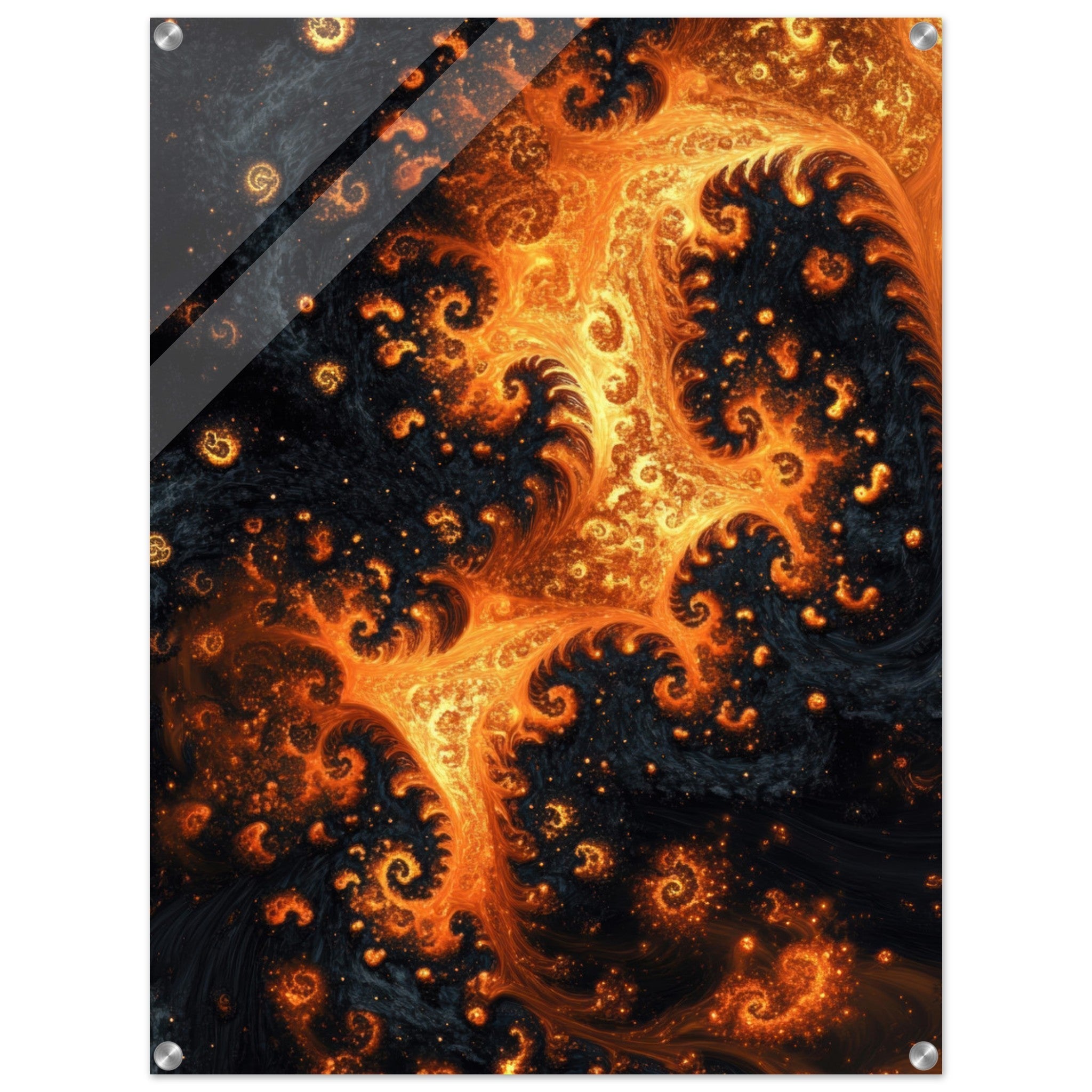 Acrylic Print Portrait - Ember Genesis A volatile burst of molten gold - Ai Art Force