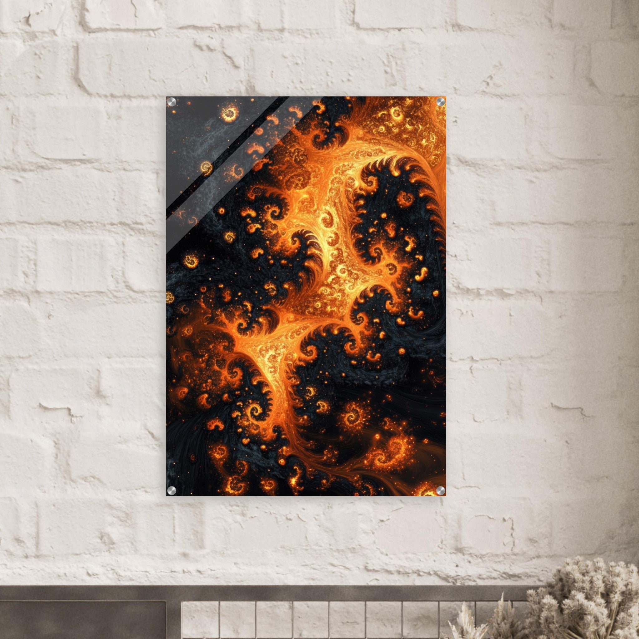 Acrylic Print Portrait - Ember Genesis A volatile burst of molten gold - Ai Art Force