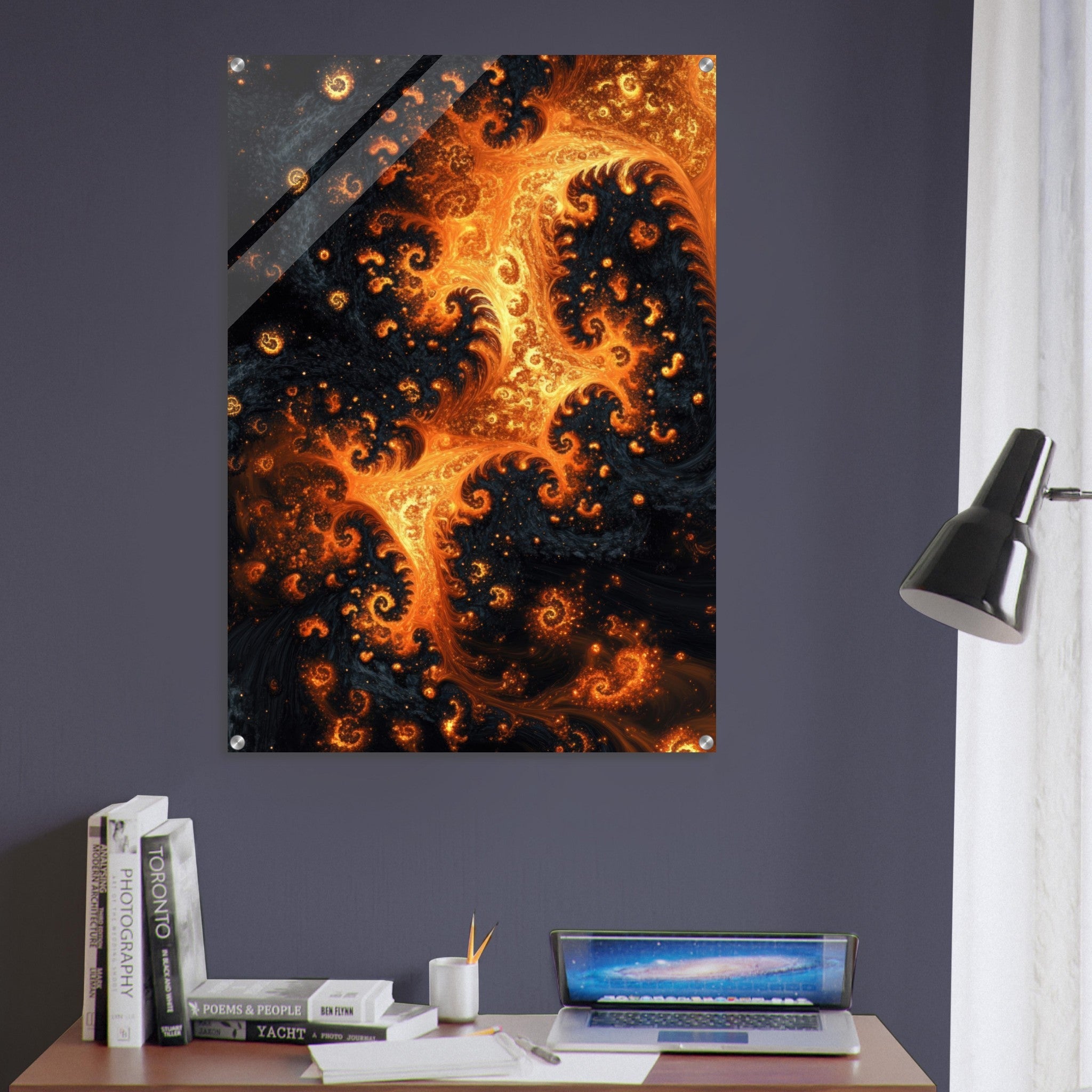 Acrylic Print Portrait - Ember Genesis A volatile burst of molten gold - Ai Art Force