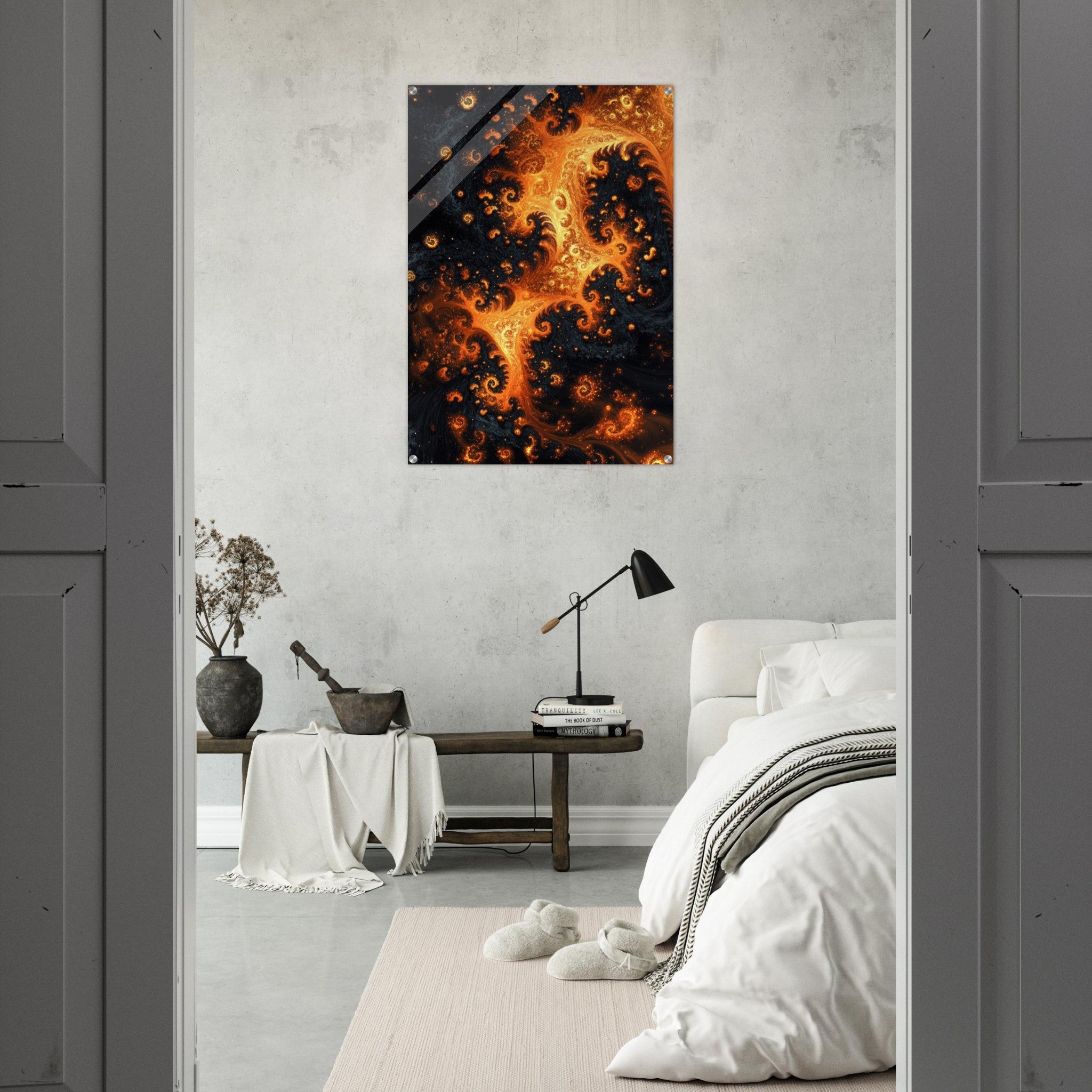 Acrylic Print Portrait - Ember Genesis A volatile burst of molten gold - Ai Art Force