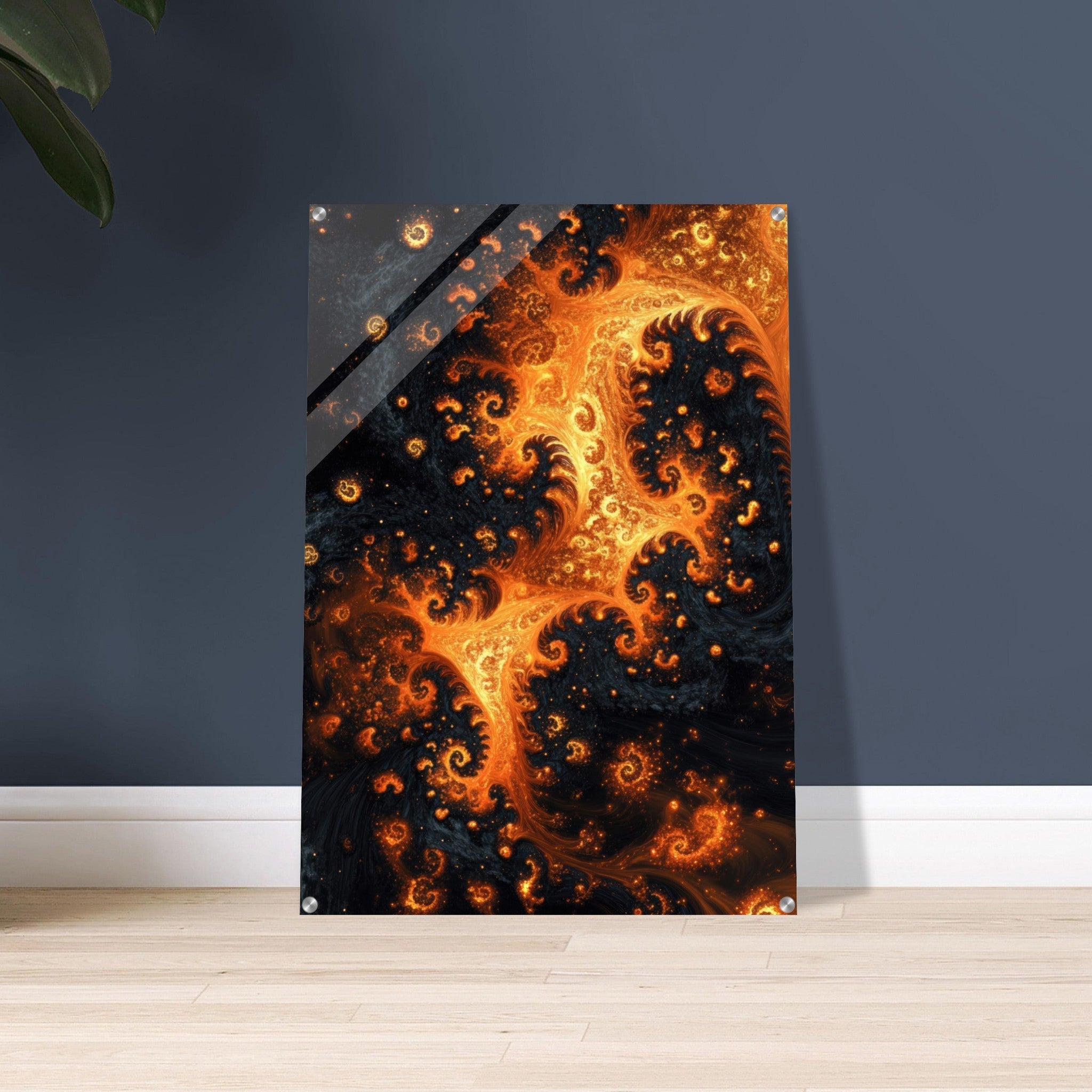 Acrylic Print Portrait - Ember Genesis A volatile burst of molten gold - Ai Art Force
