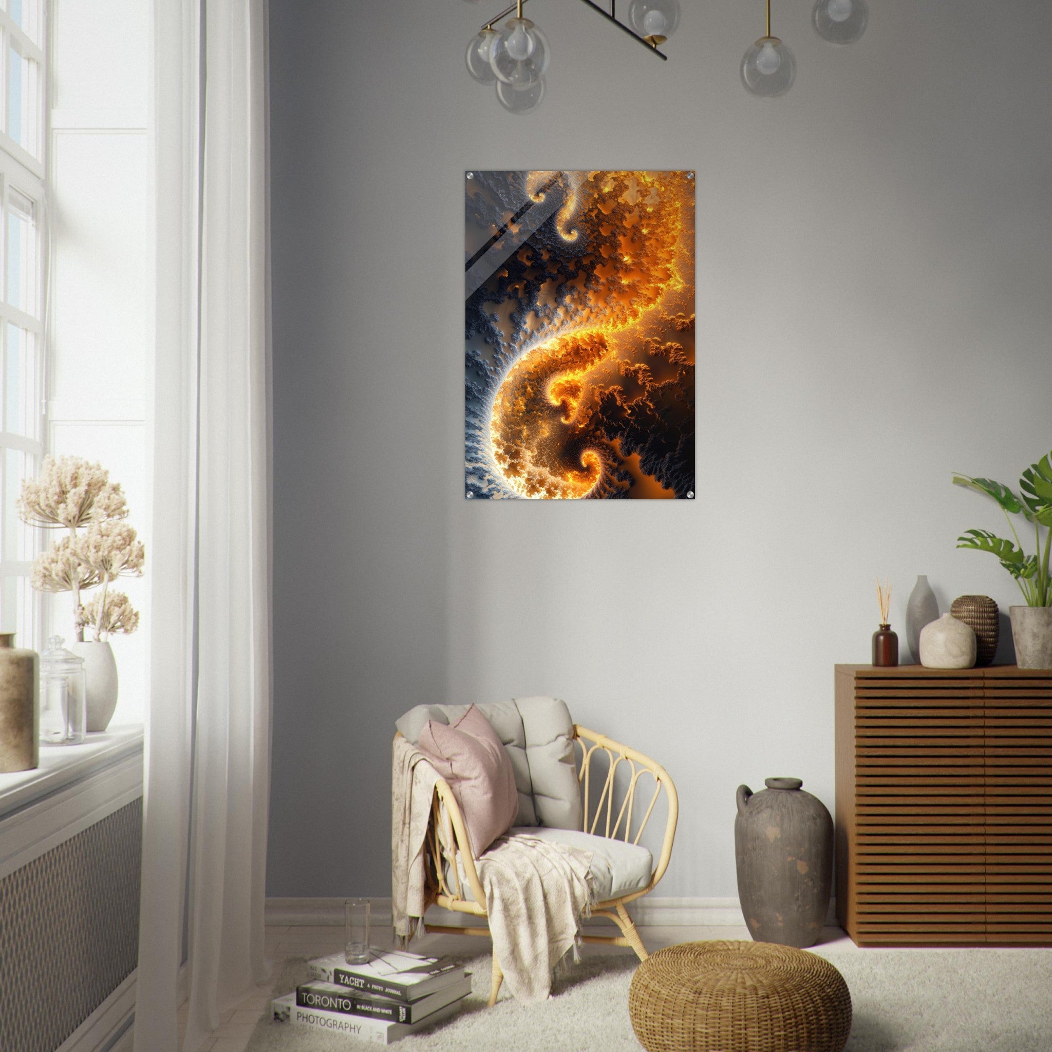 Acrylic Print Portrait - Ember Genesis A volatile burst of molten gold 5 - Ai Art Force