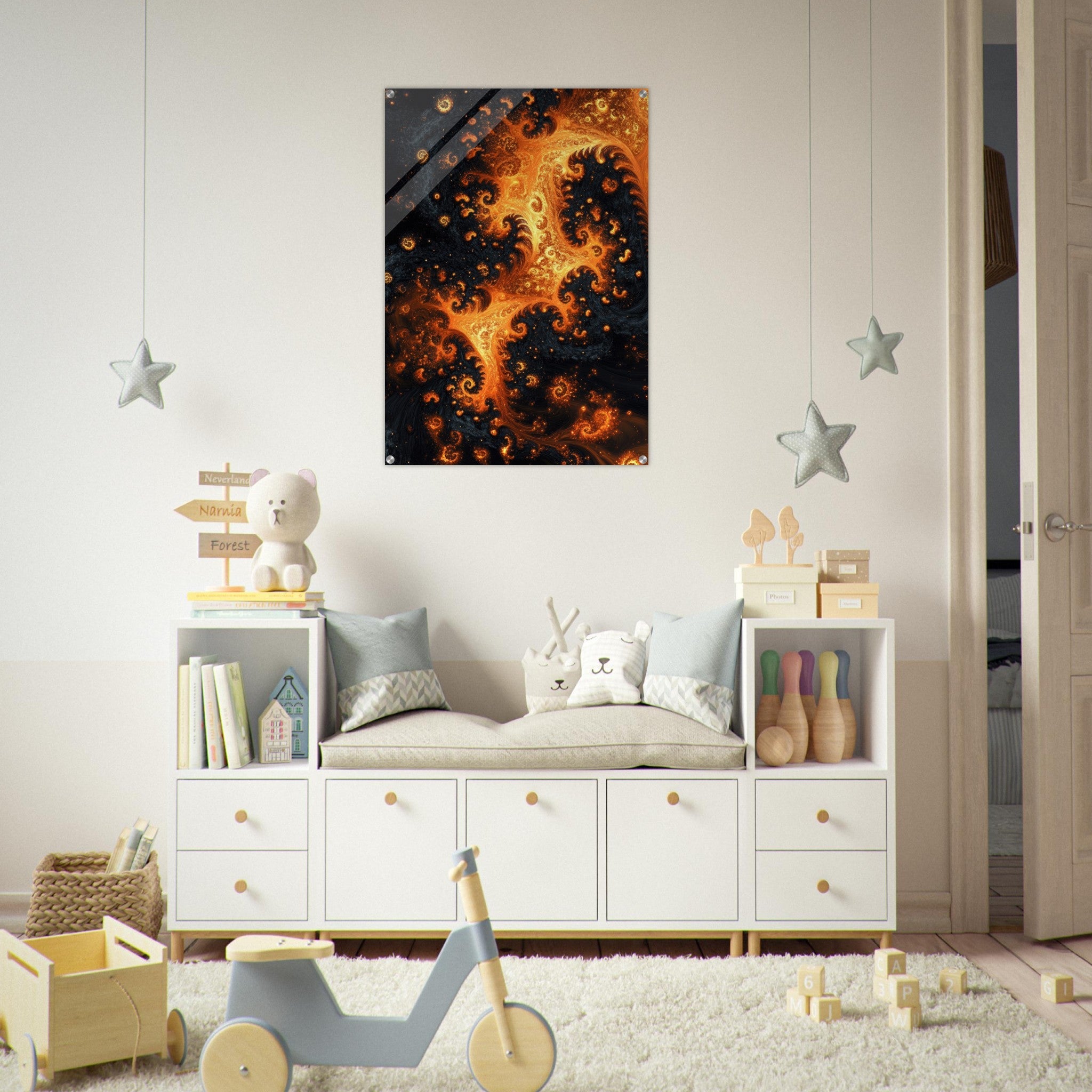 Acrylic Print Portrait - Ember Genesis A volatile burst of molten gold - Ai Art Force
